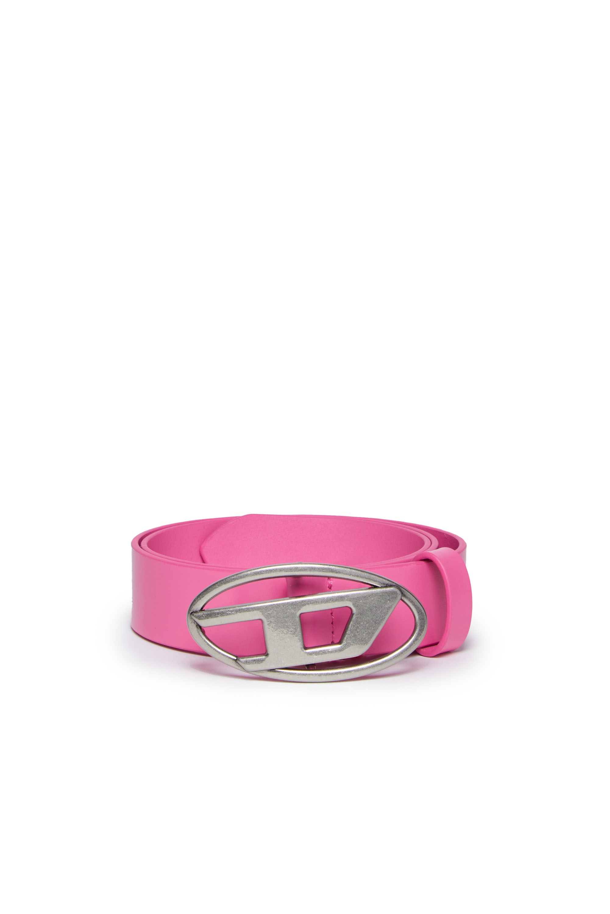 Diesel - B1DR, Unisex Leather belt with Oval D buckle in Pink - Image 2