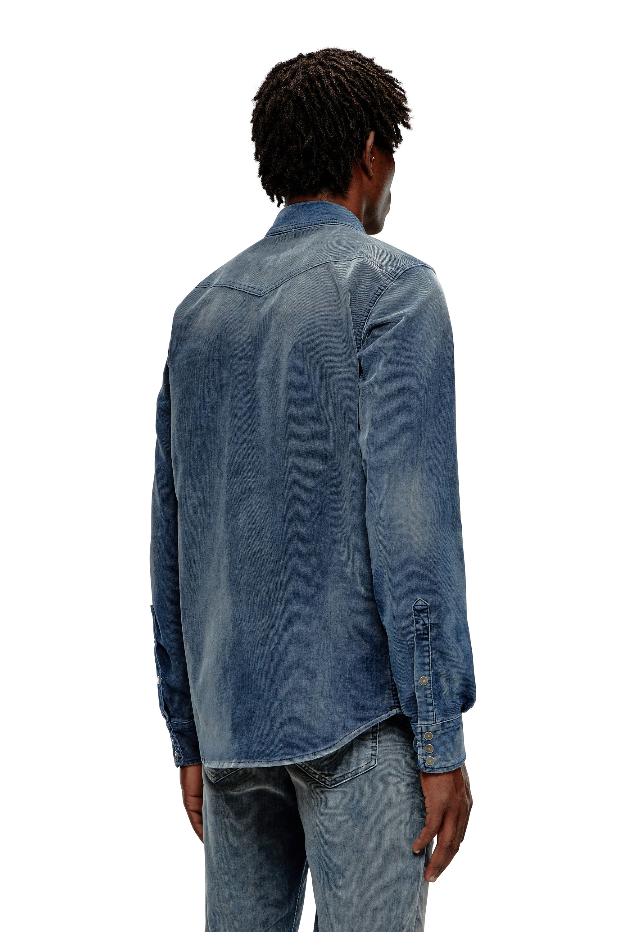 Diesel - D-VEGA, Man Overshirt in velvet denim in Blue - Image 4