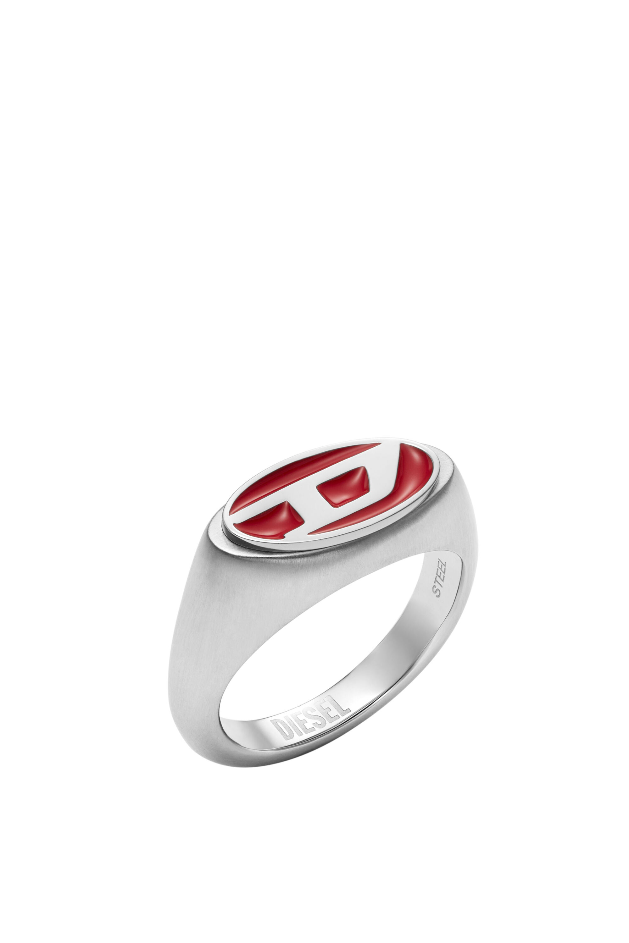 Diesel - DX1444, Unisex's Red enamel and stainless steel signet ring in Silver - 2