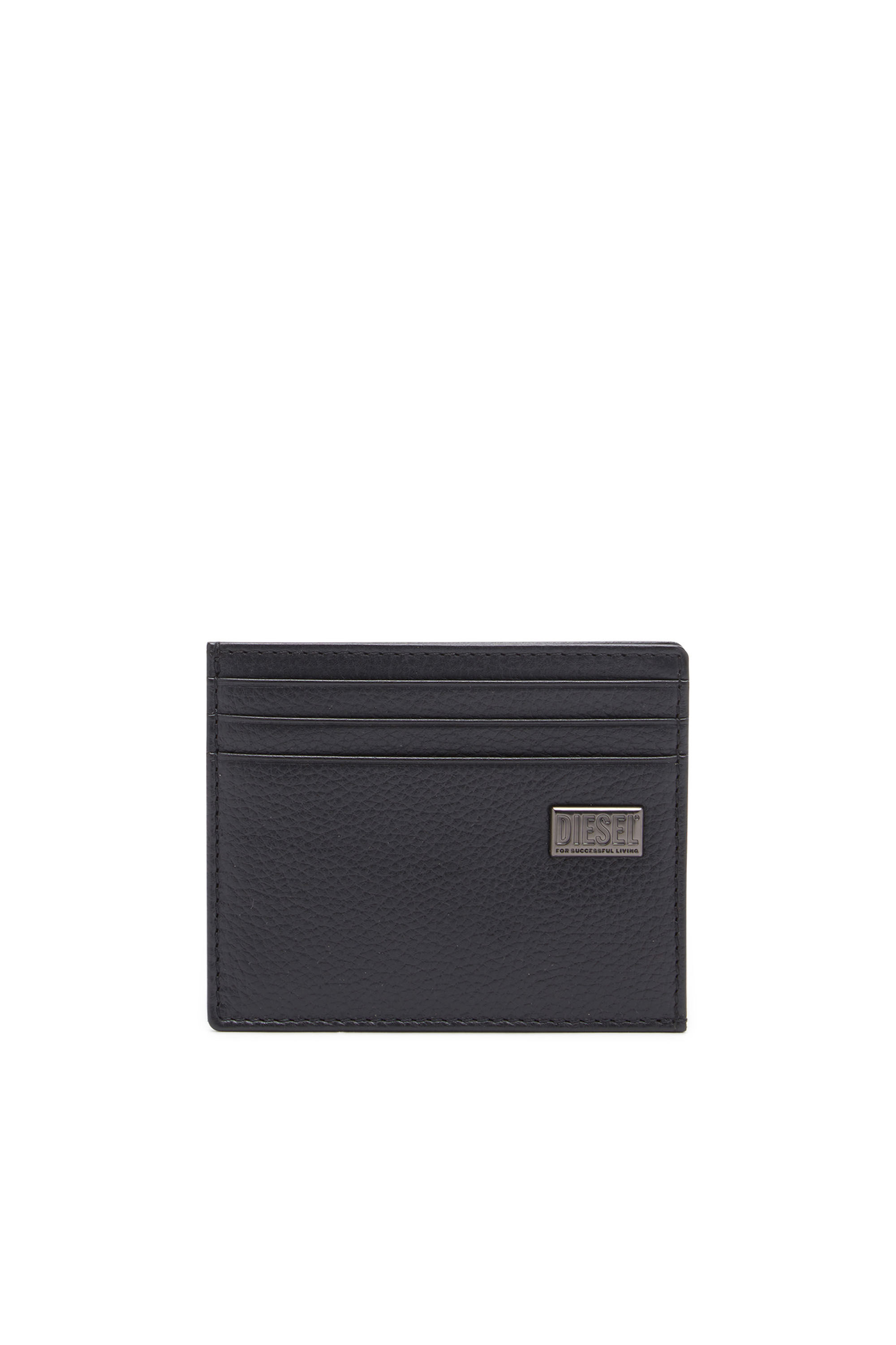 Diesel - MEDAL-D CARD HOLDER 6, Man Card holder in grainy leather in Black - Image 1