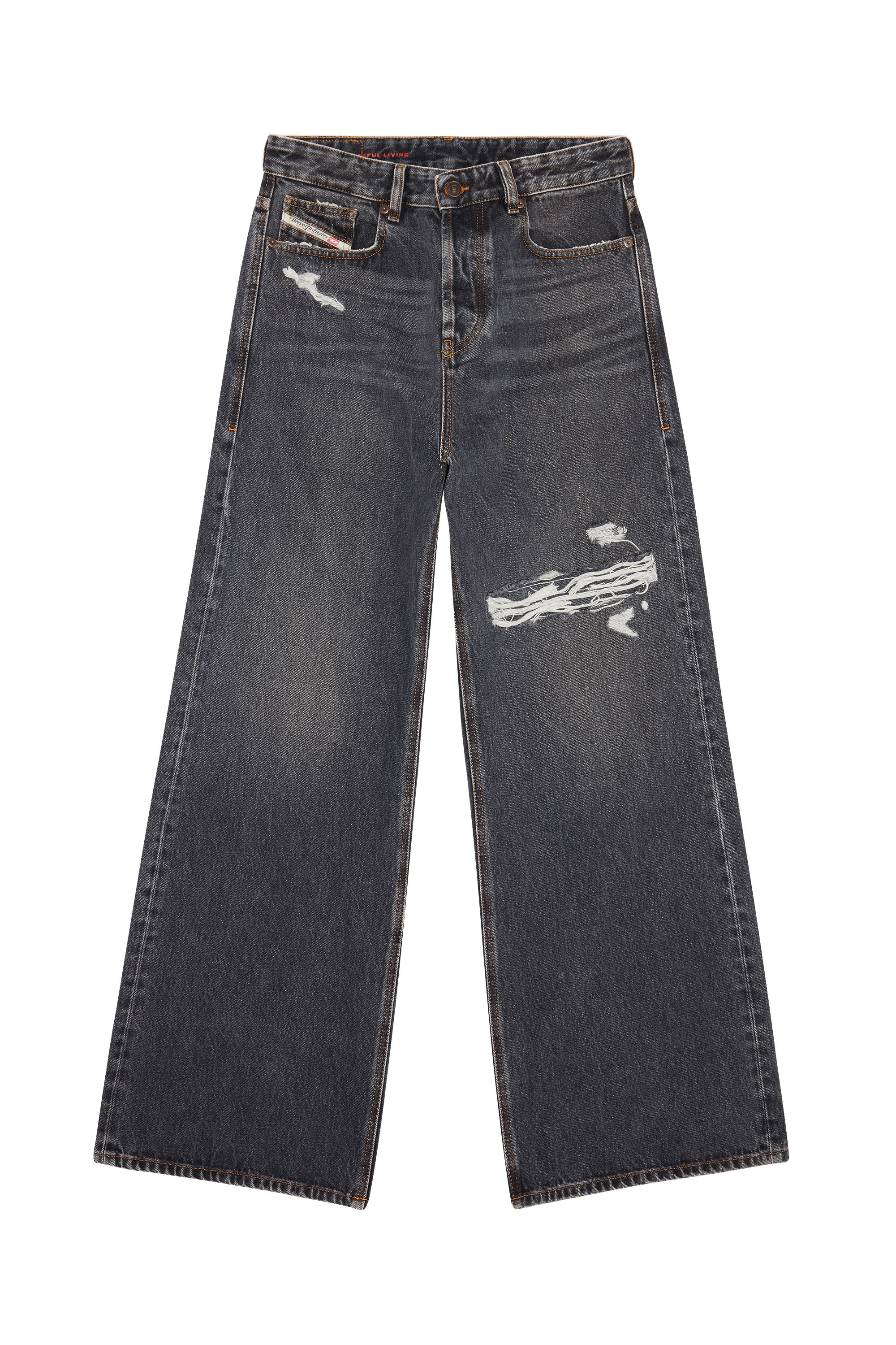 Diesel - Woman Straight Jeans 1996 D-Sire 007F6, Black/Dark grey - Image 7
