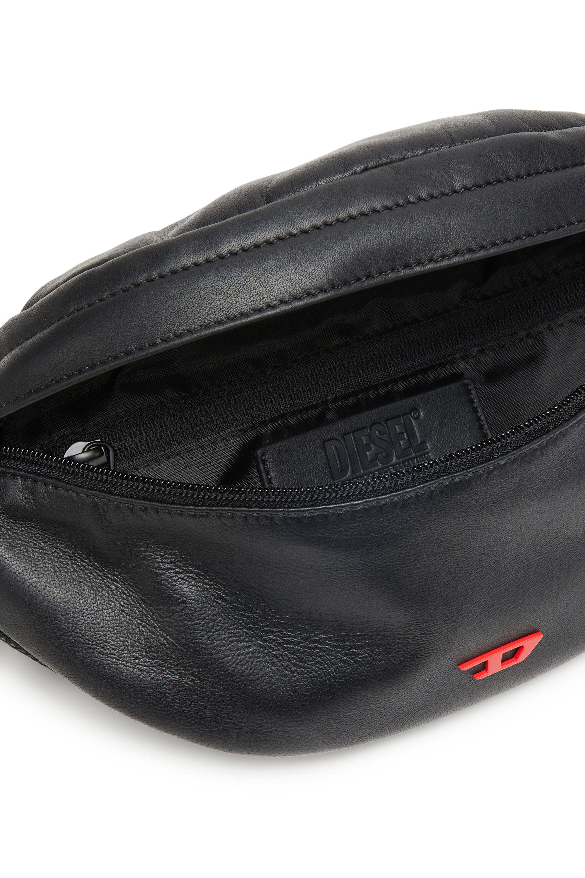 Diesel - RAVE BELTBAG, Man Rave-Leather belt bag with metal D in Black - Image 4