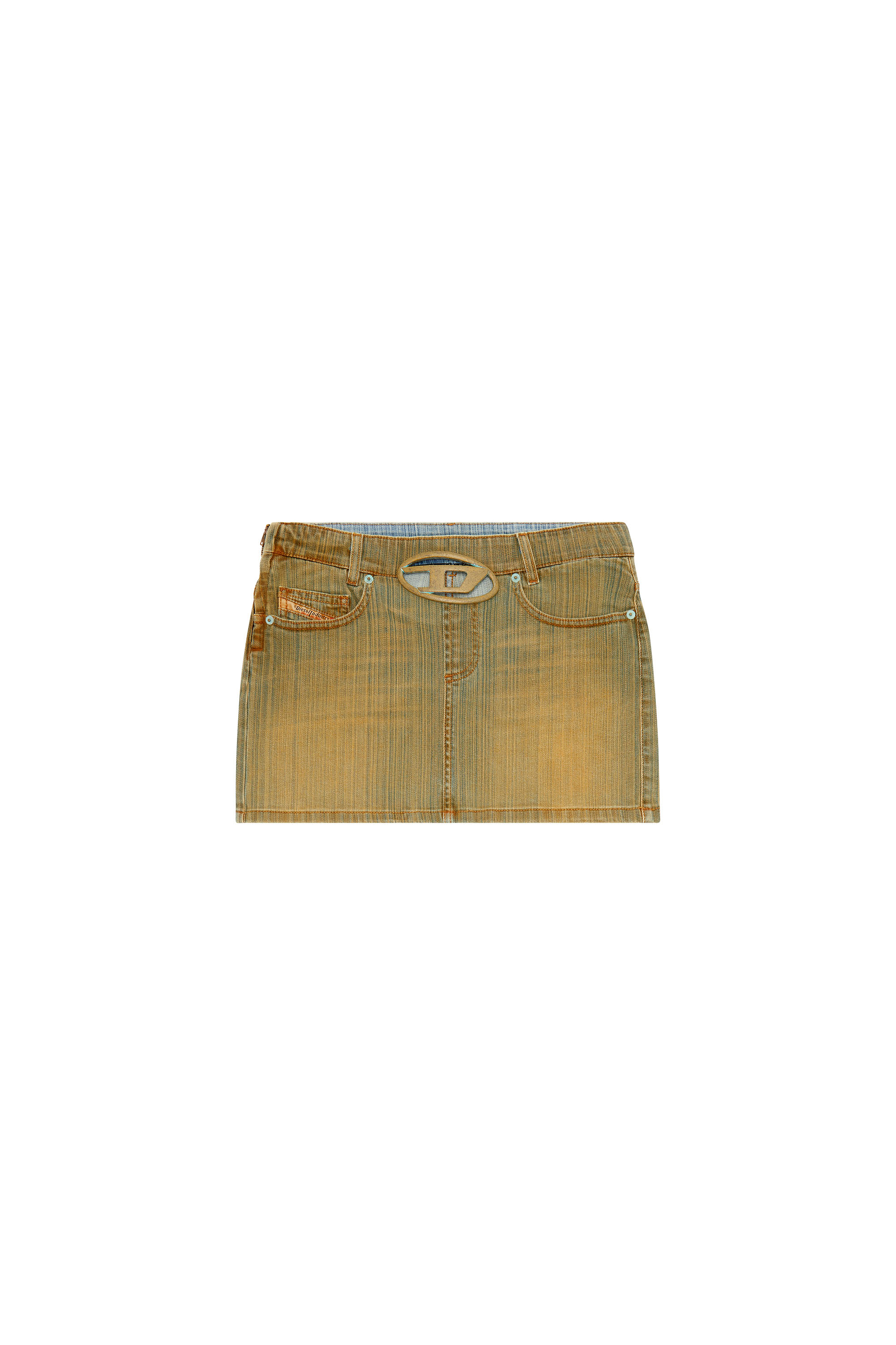 Diesel - DE-RON-FSD, Woman Mini skirt in denim with plaque in Multicolor - Image 3