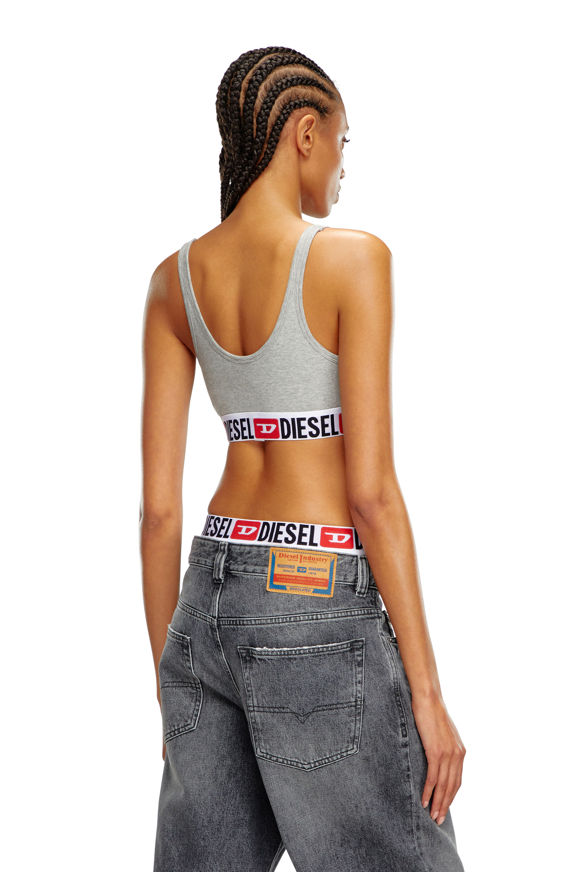 Diesel - UFSB-ORIBA, Woman Ribbed bralette with logo band in Grey - Image 3