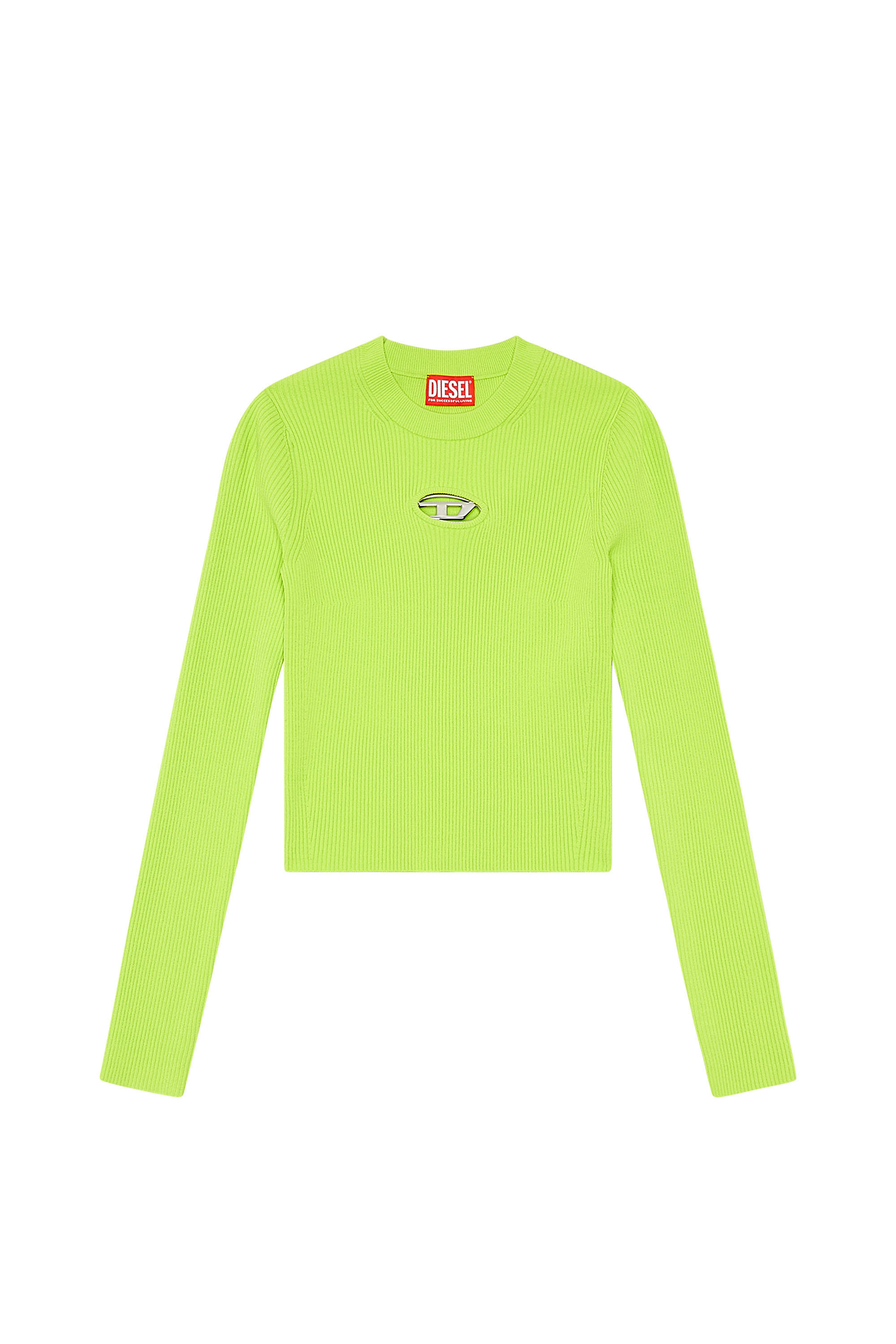 Diesel - M-VALARY, Woman Ribbed-knit long-sleeve top in Green - Image 3