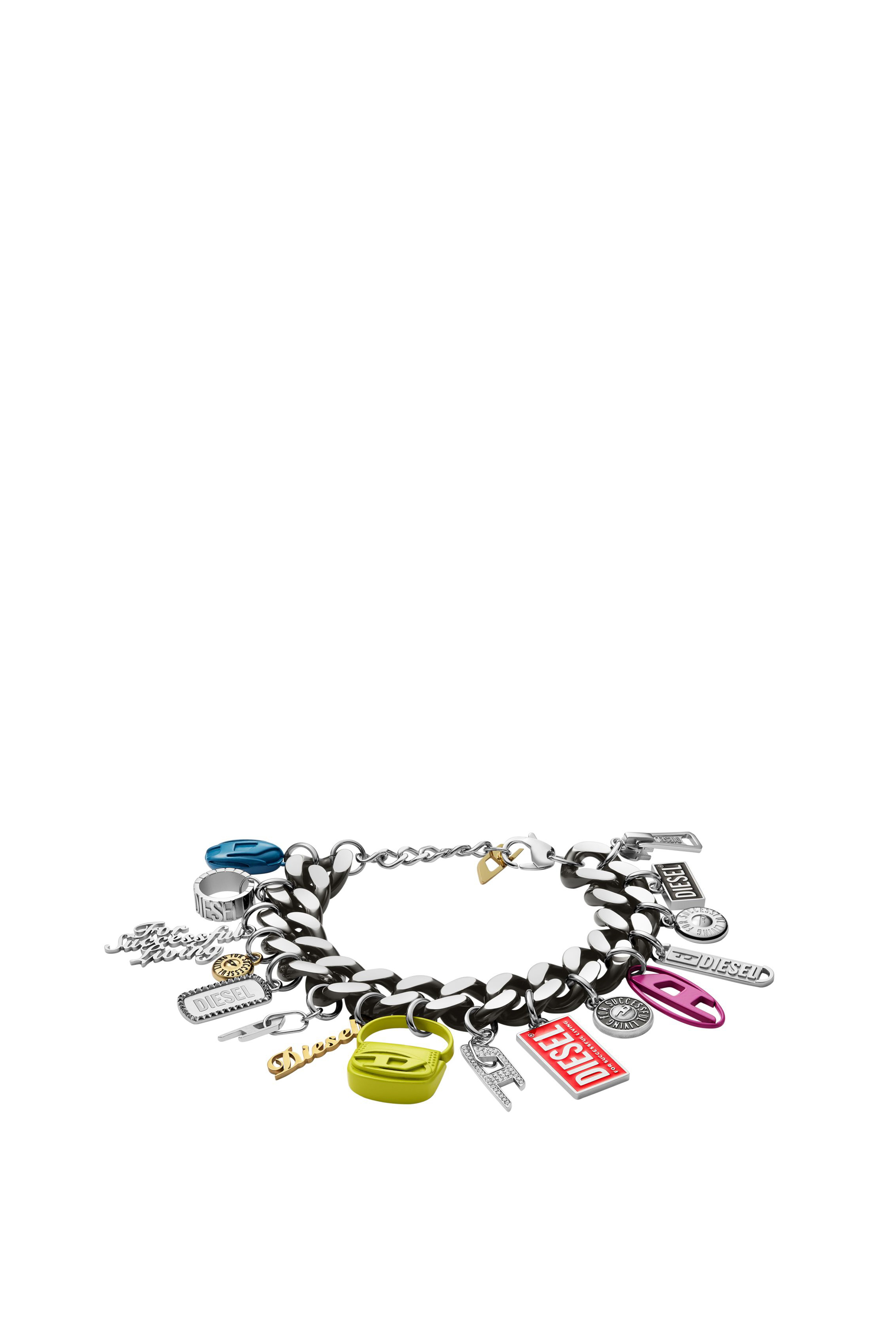 Diesel - DX1524 JEWEL, Unisex Black stainless steel charm chain bracelet in Multicolor - Image 2