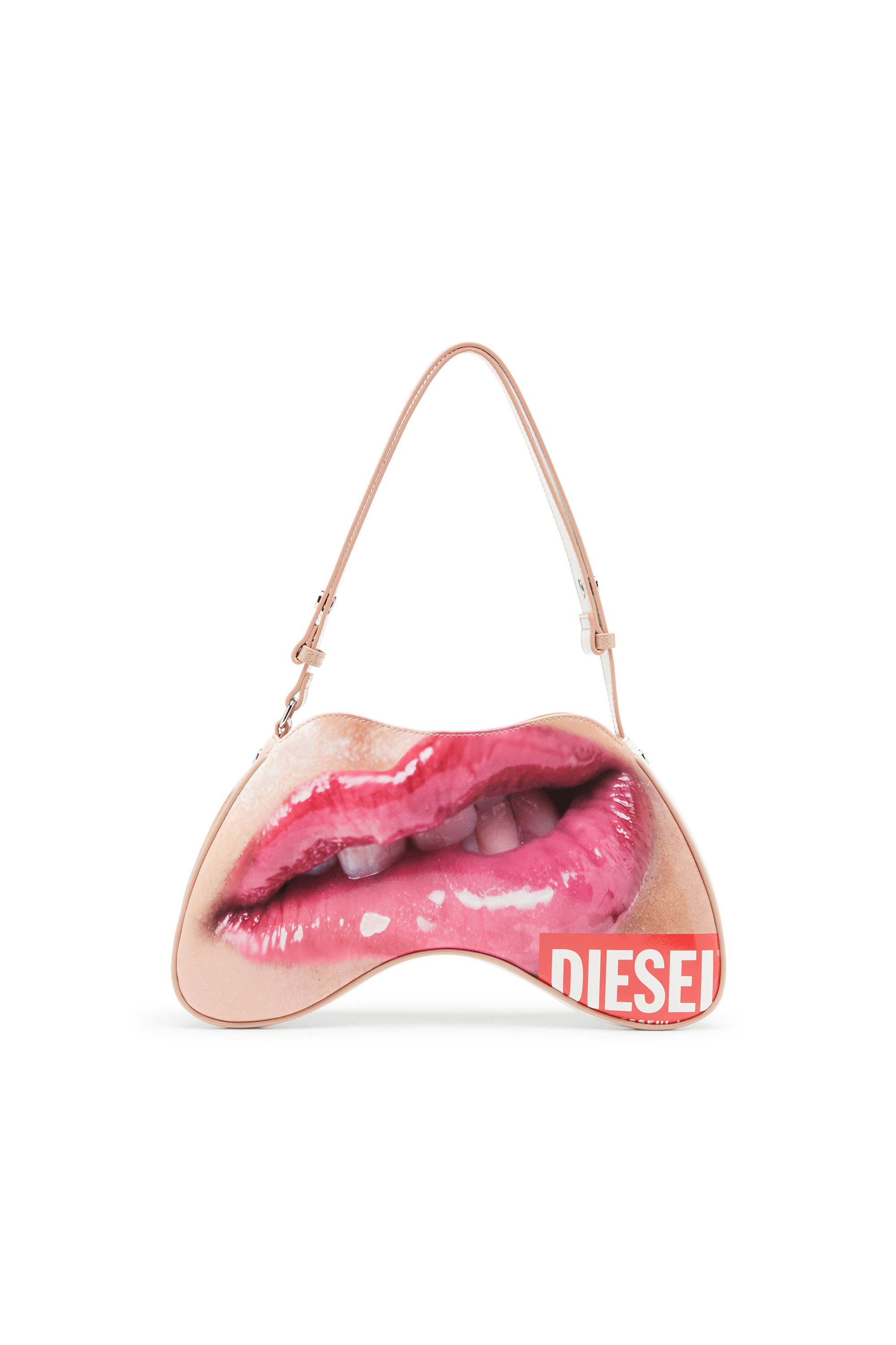 Diesel - PLAY SHOULDER, Woman Play-Shoulder bag in printed glossy PU in White - Image 3