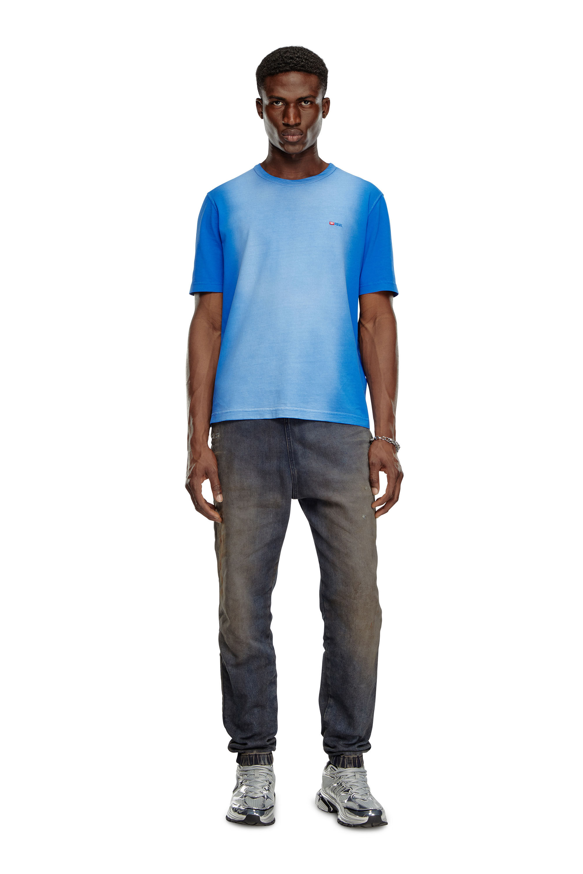 Diesel - T-ADJUST-Q2, Man T-shirt in sprayed cotton jersey in Blue - Image 1