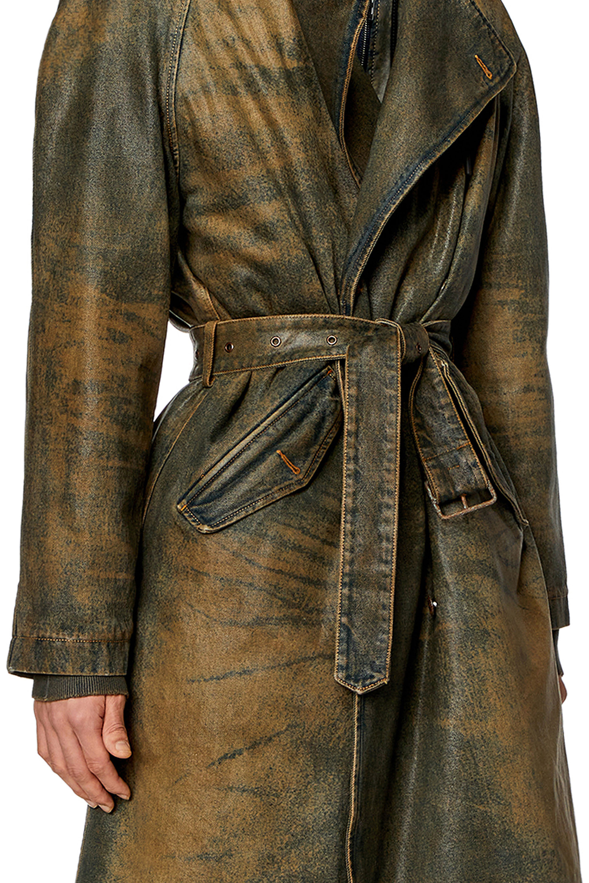 Diesel - CL-J-MATTHEW, Unisex Trench coat in coated denim in Brown - Image 4