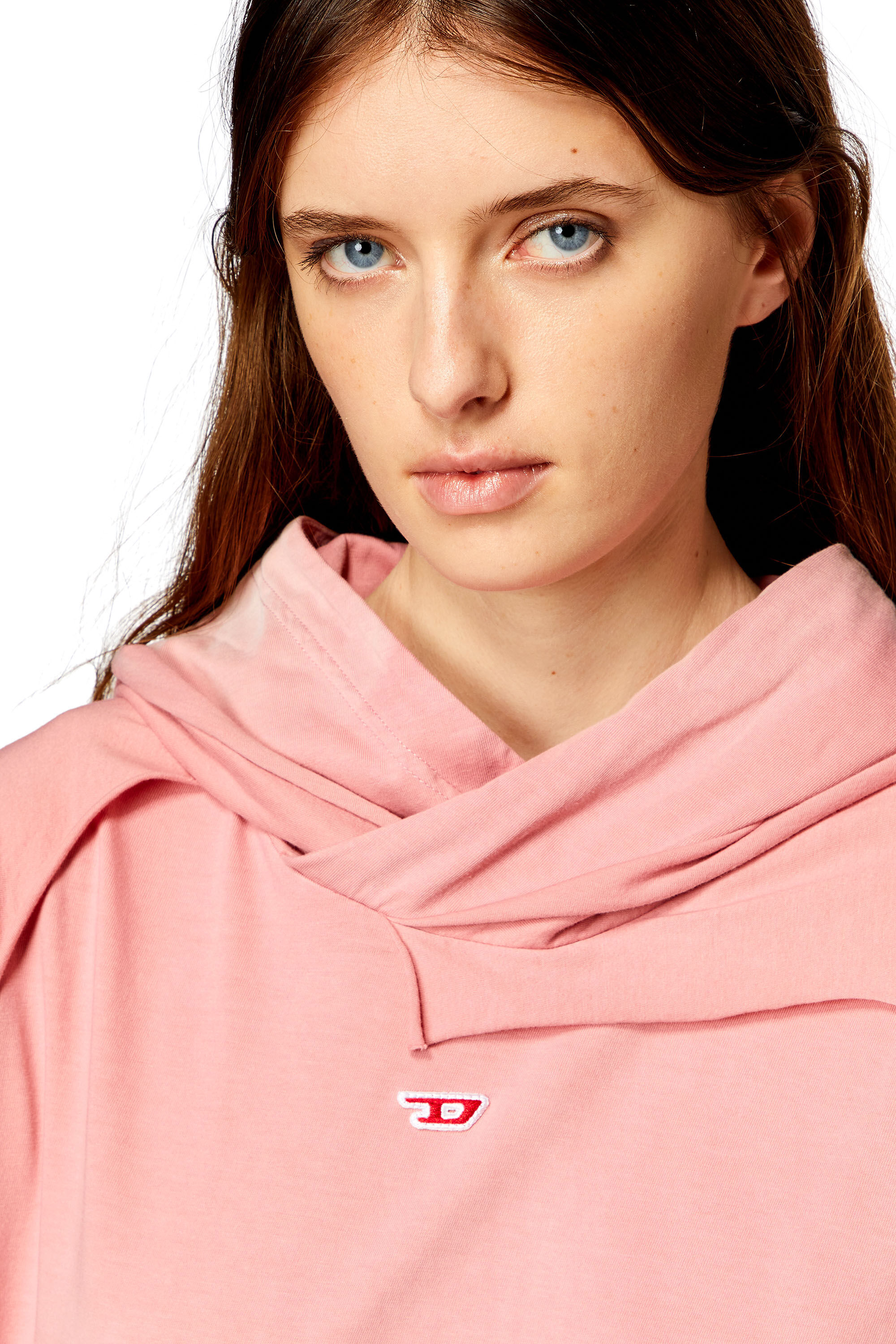 Diesel - F-MAITE, Woman Hoodie with destroyed peel-off effect in Pink - Image 5