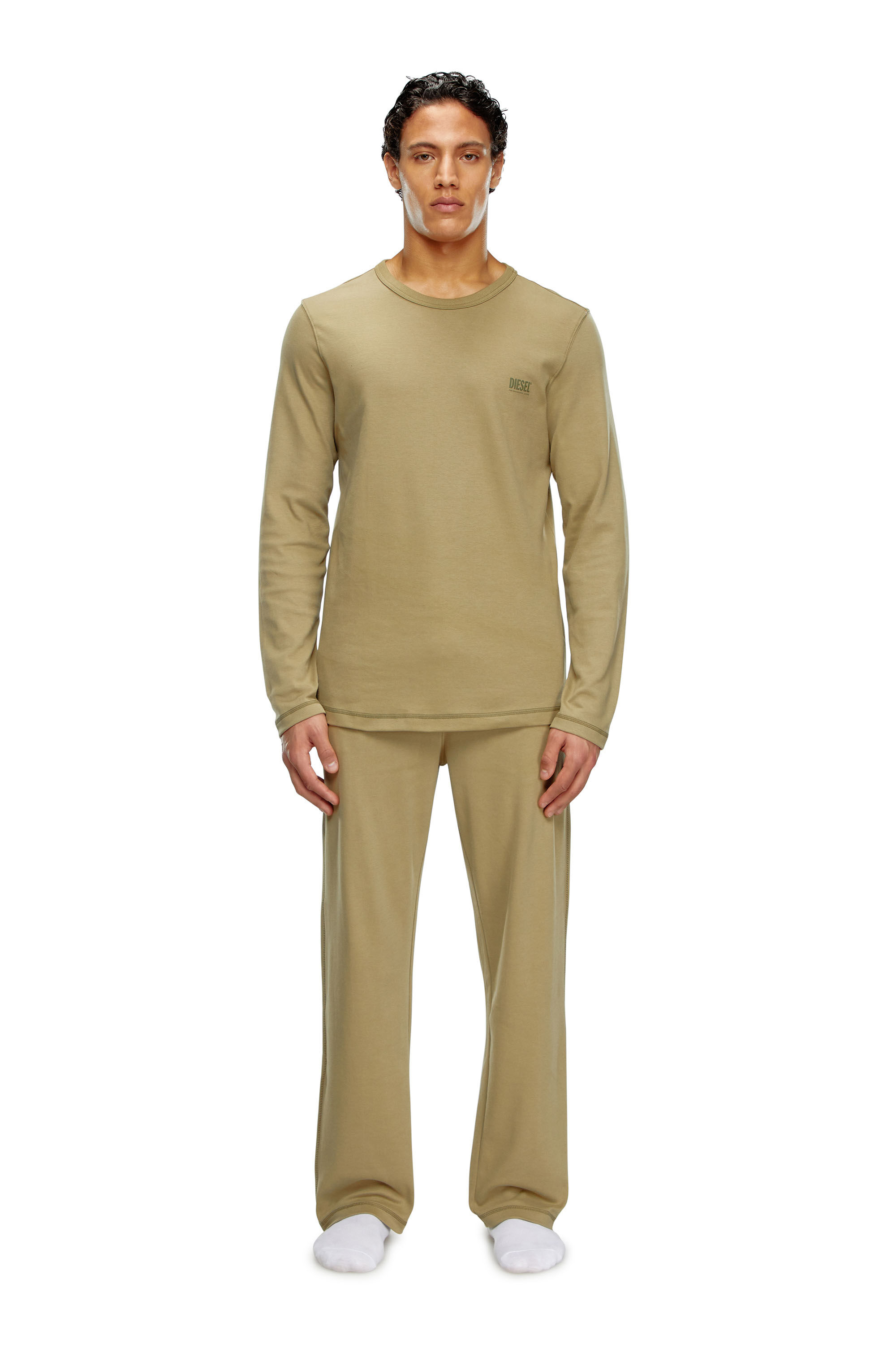 Diesel - UMSET-ARAMIS, Man Pyjamas with logo drawstring in Beige - Image 1