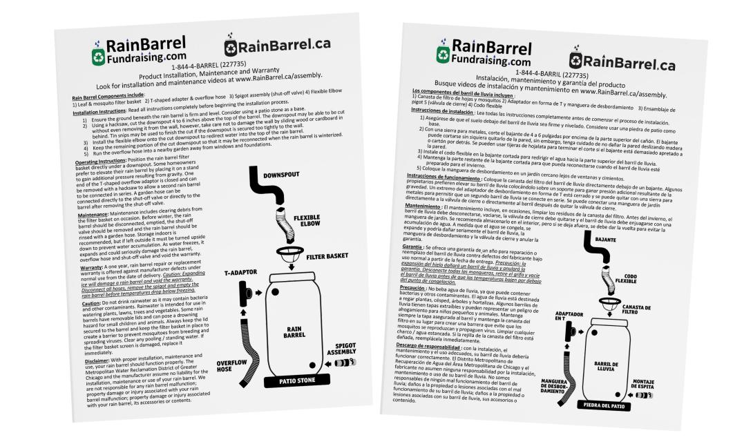 MWRD Rain Barrel installation instructions from the manufacturer