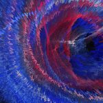 brand image - Digital red, blue and white pixilation representing a big data cyclone.