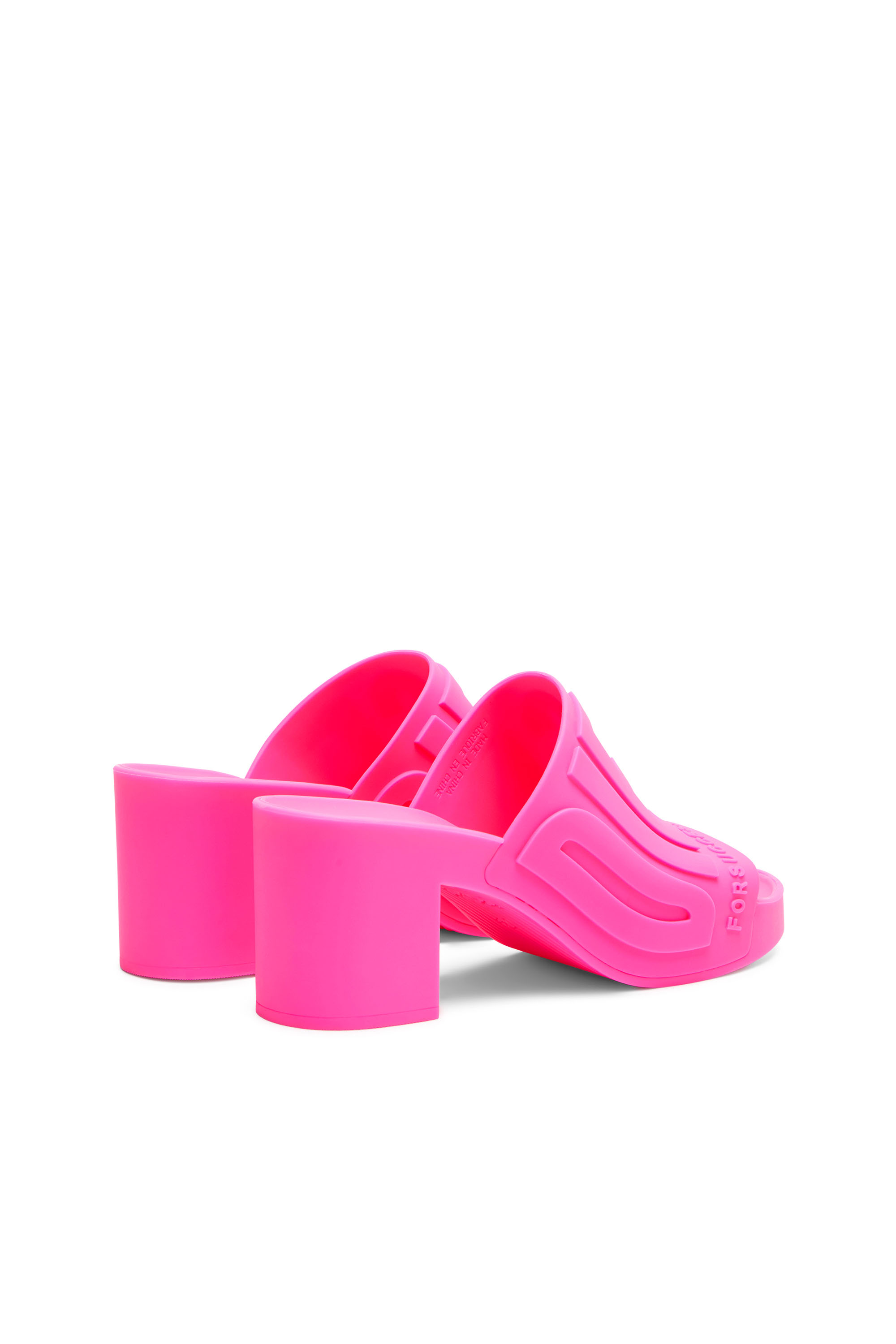 Diesel - SA-PAMELA H, Woman Sa-Pamela H - Heeled neon rubber pool slides in Pink - Image 3