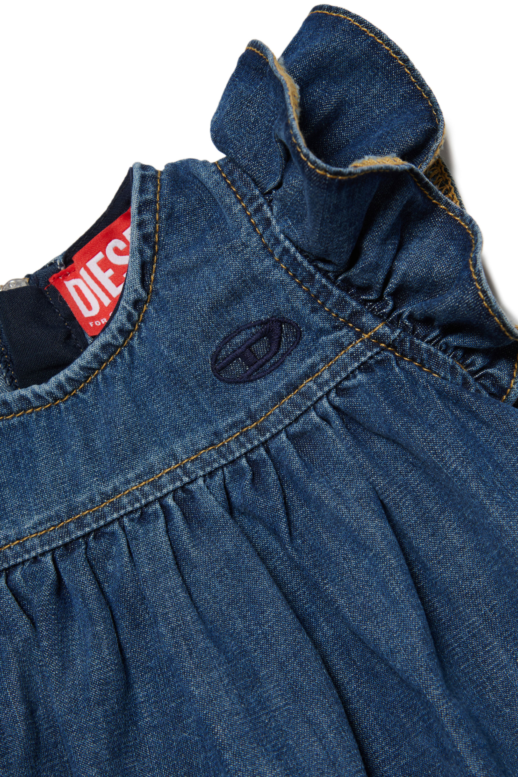 Diesel - DOLLIB, Woman Ruffled denim dress in Blue - Image 3