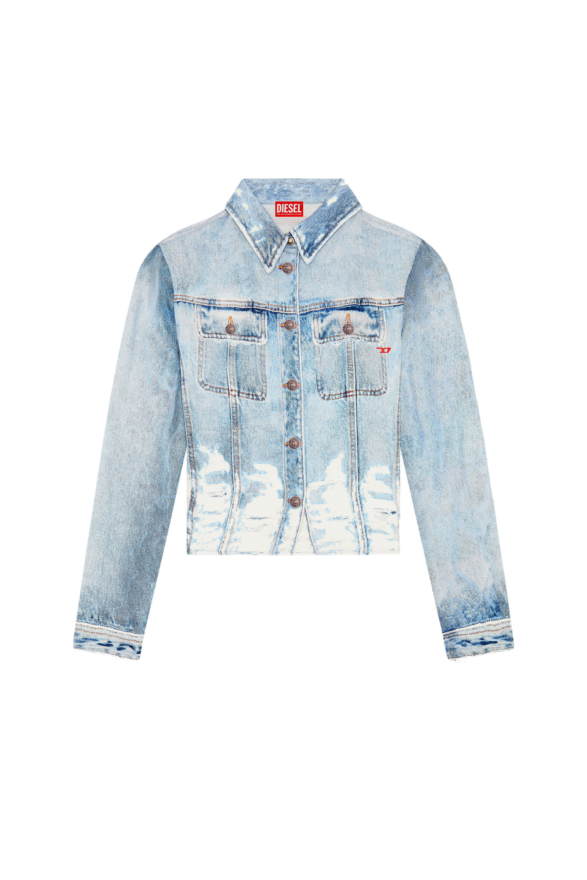 Diesel - C-LORELLE, Woman Cropped shirt with denim print in Blue - Image 3