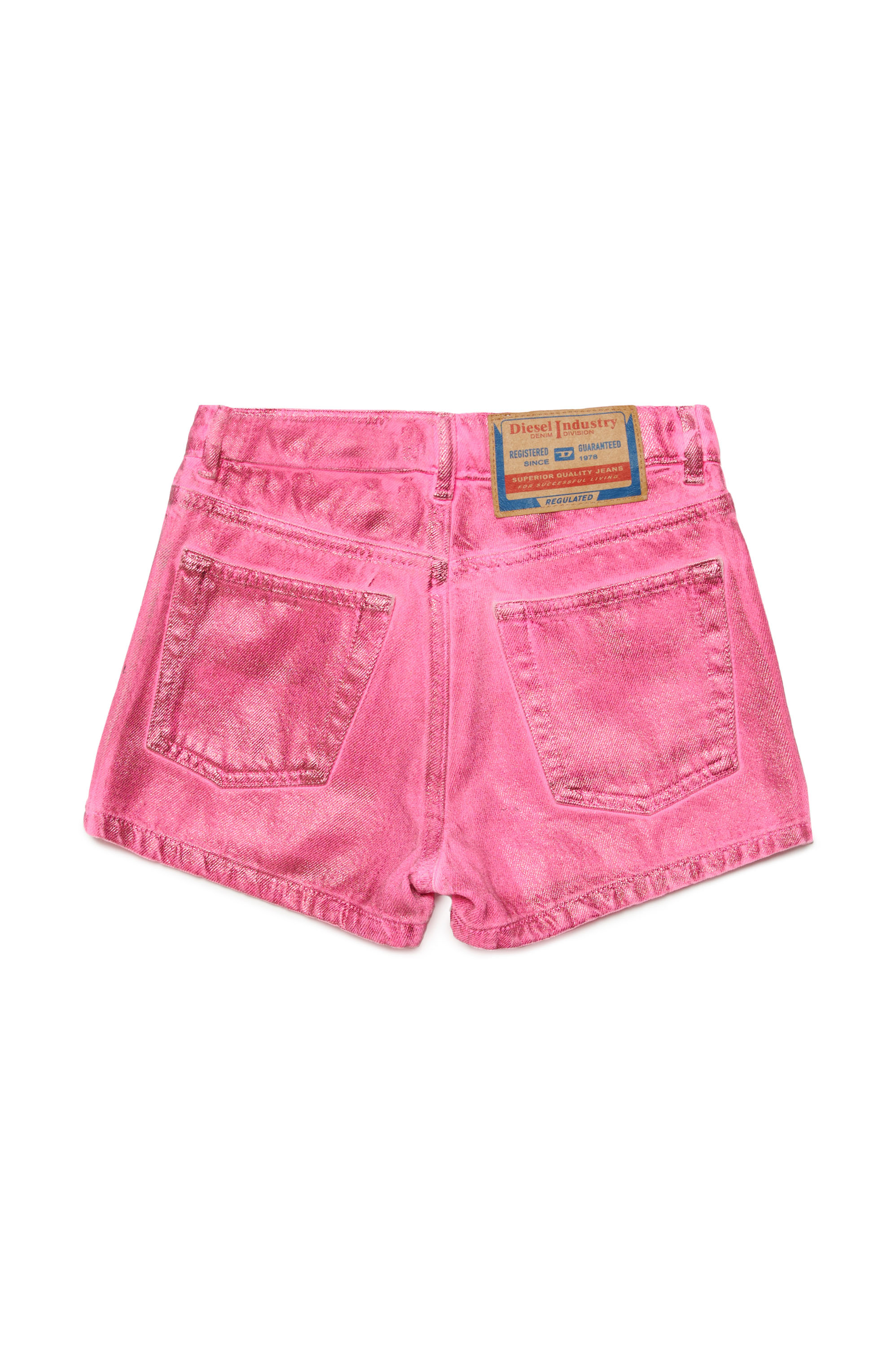 Diesel - PBOYSHORT, Woman Shorts in coated stretch denim in Pink - Image 2