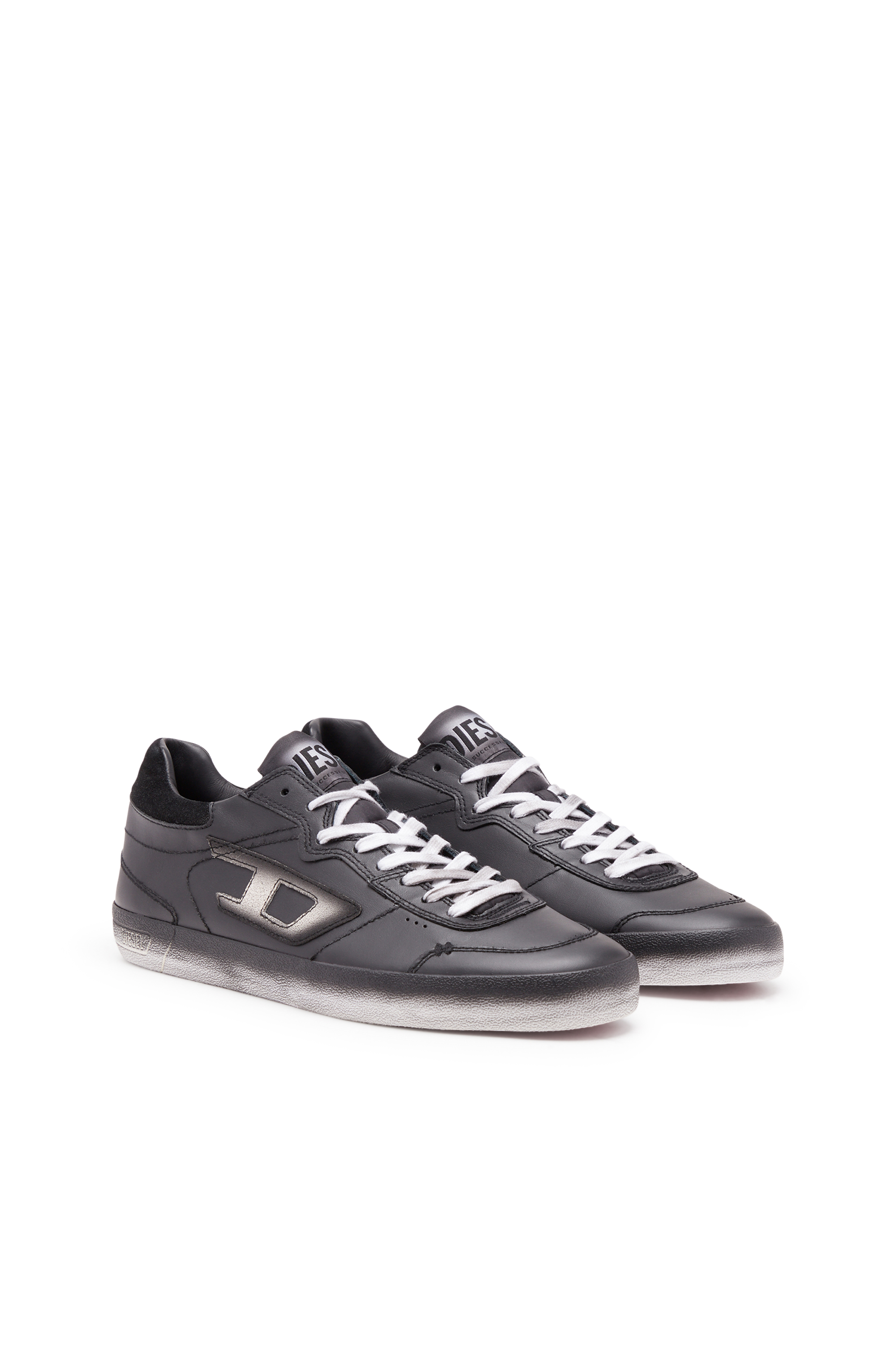 Diesel - S-LEROJI LOW, Man S-Leroji Low-Leather sneakers with bleeding effect in Black - Image 2