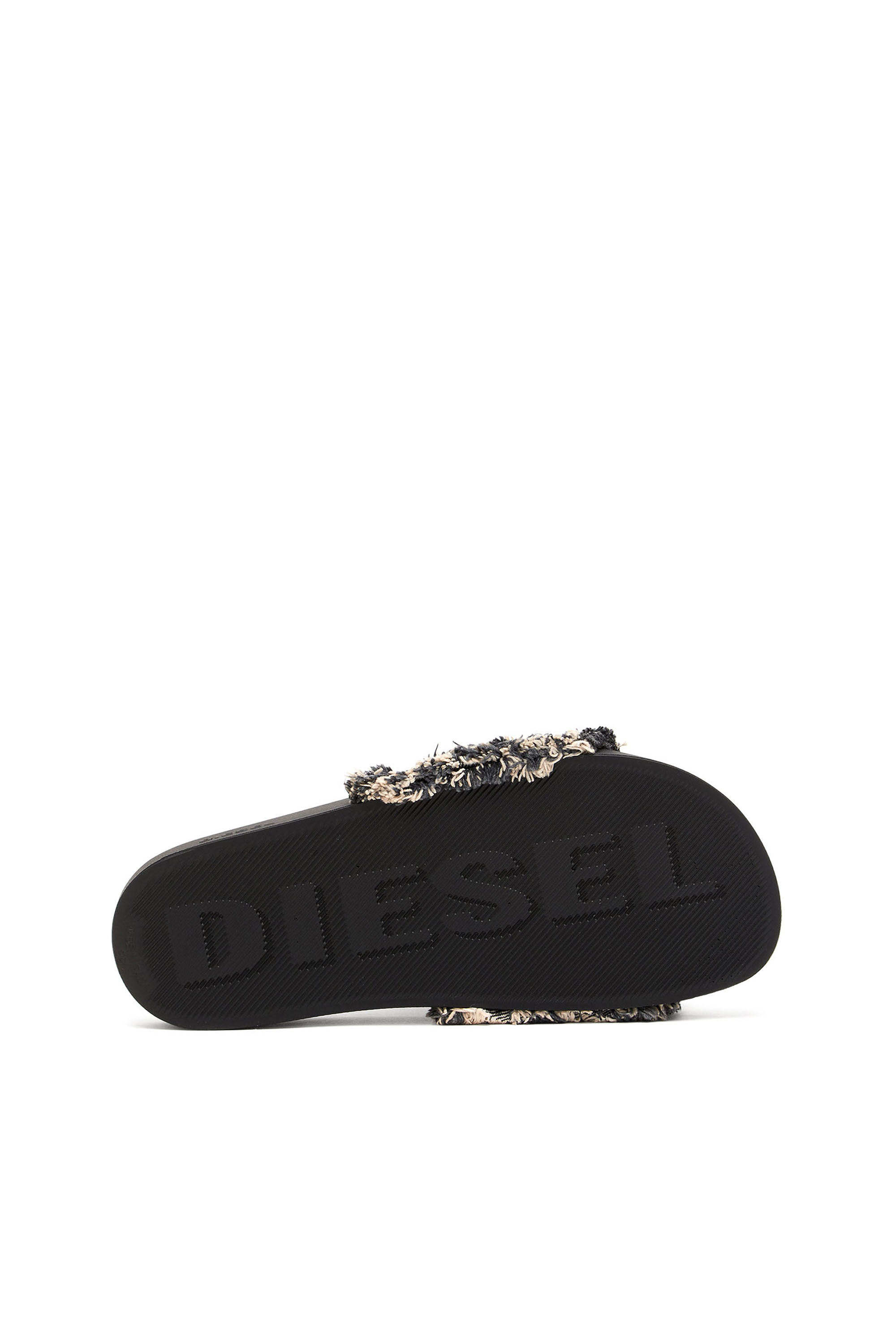 Diesel - SA-SLIDE D DENIM, Woman Sa-Slide D-Fringed denim slides in Black - Image 4
