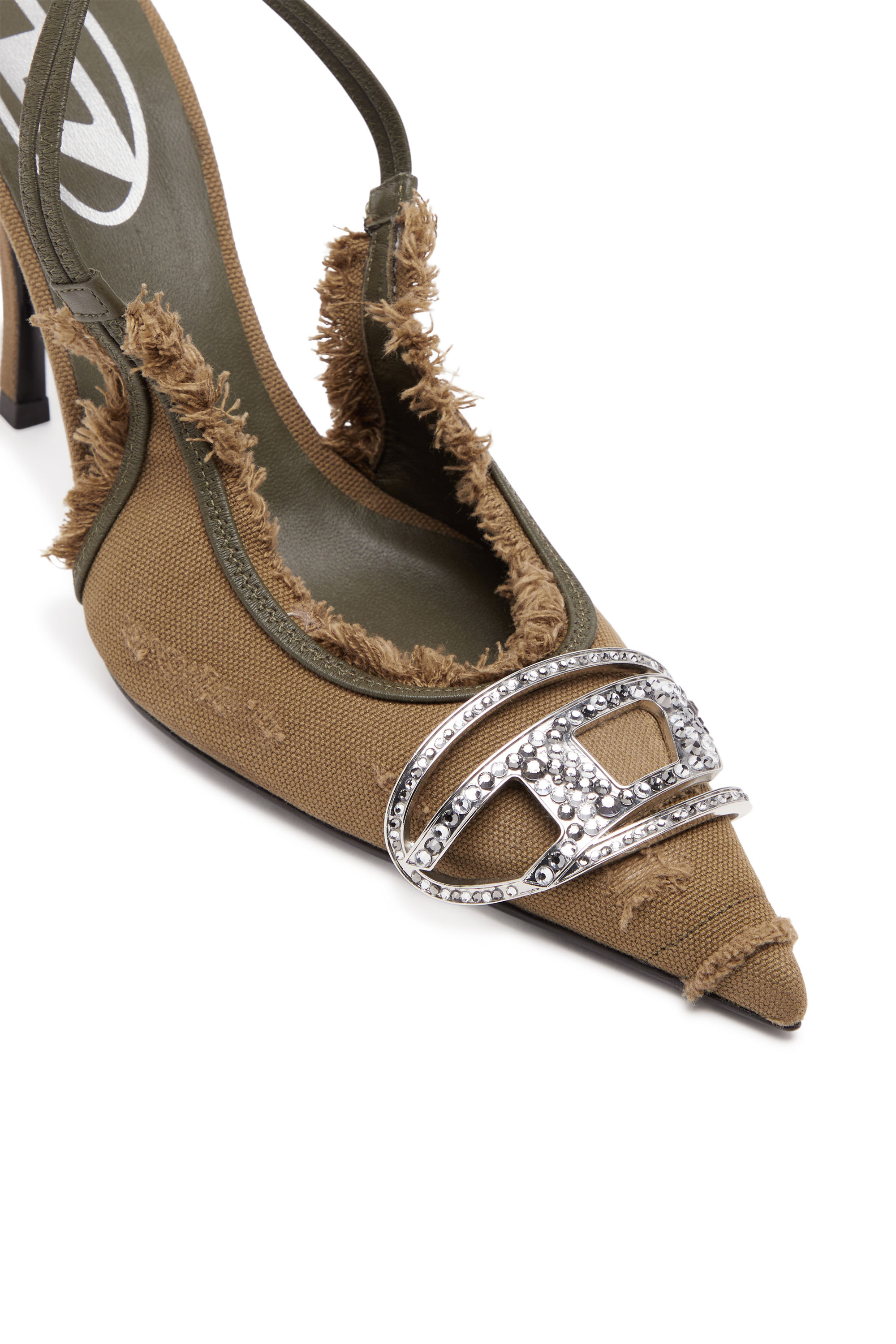 Diesel - D-VENUS SB, Woman D-Venus-Slingback pumps in distressed canvas in Green - Image 6