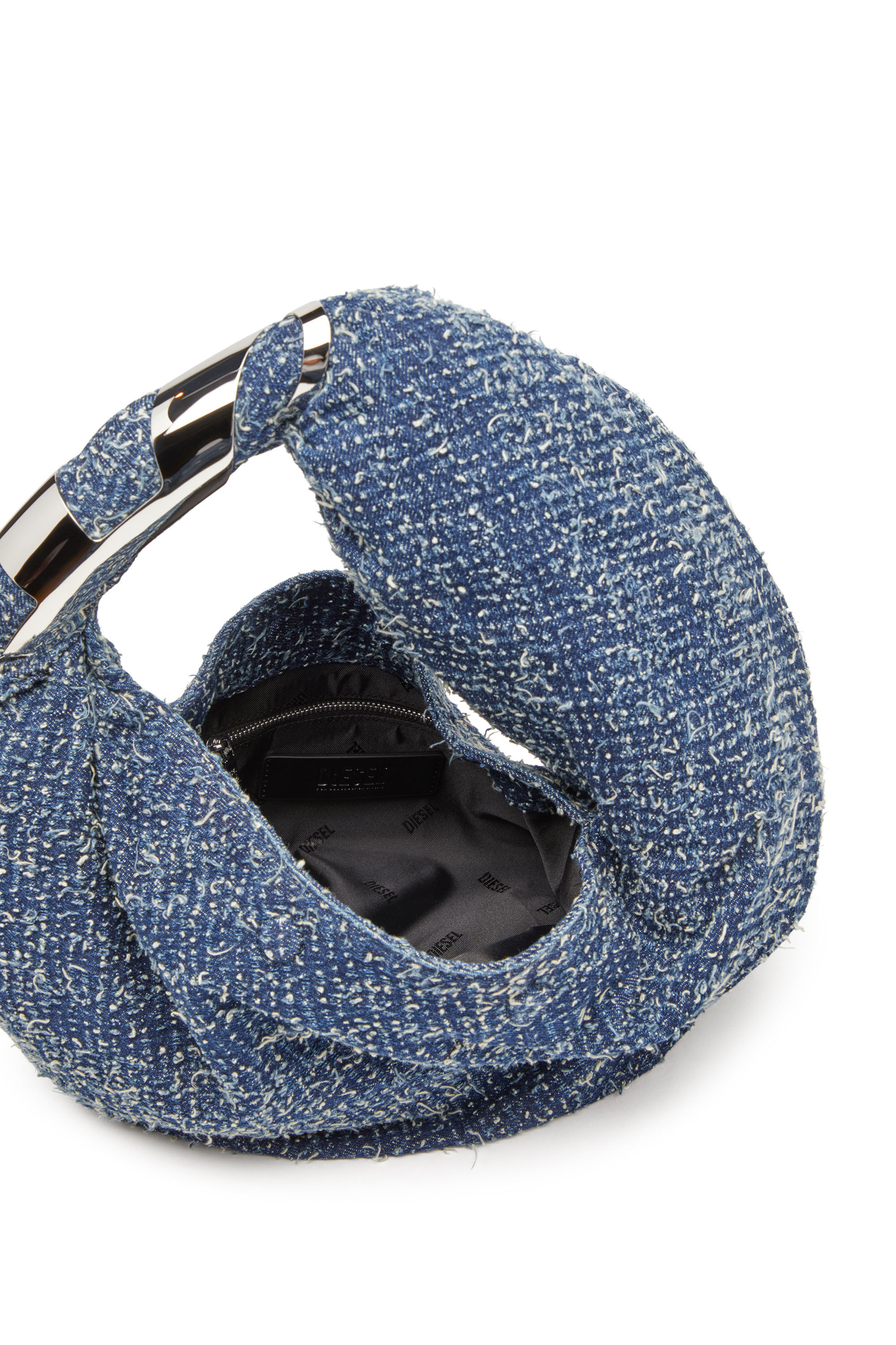 Diesel - GRAB-D HOBO S, Woman Grab-D S-Hobo bag in bouclé denim in Blue - Image 2