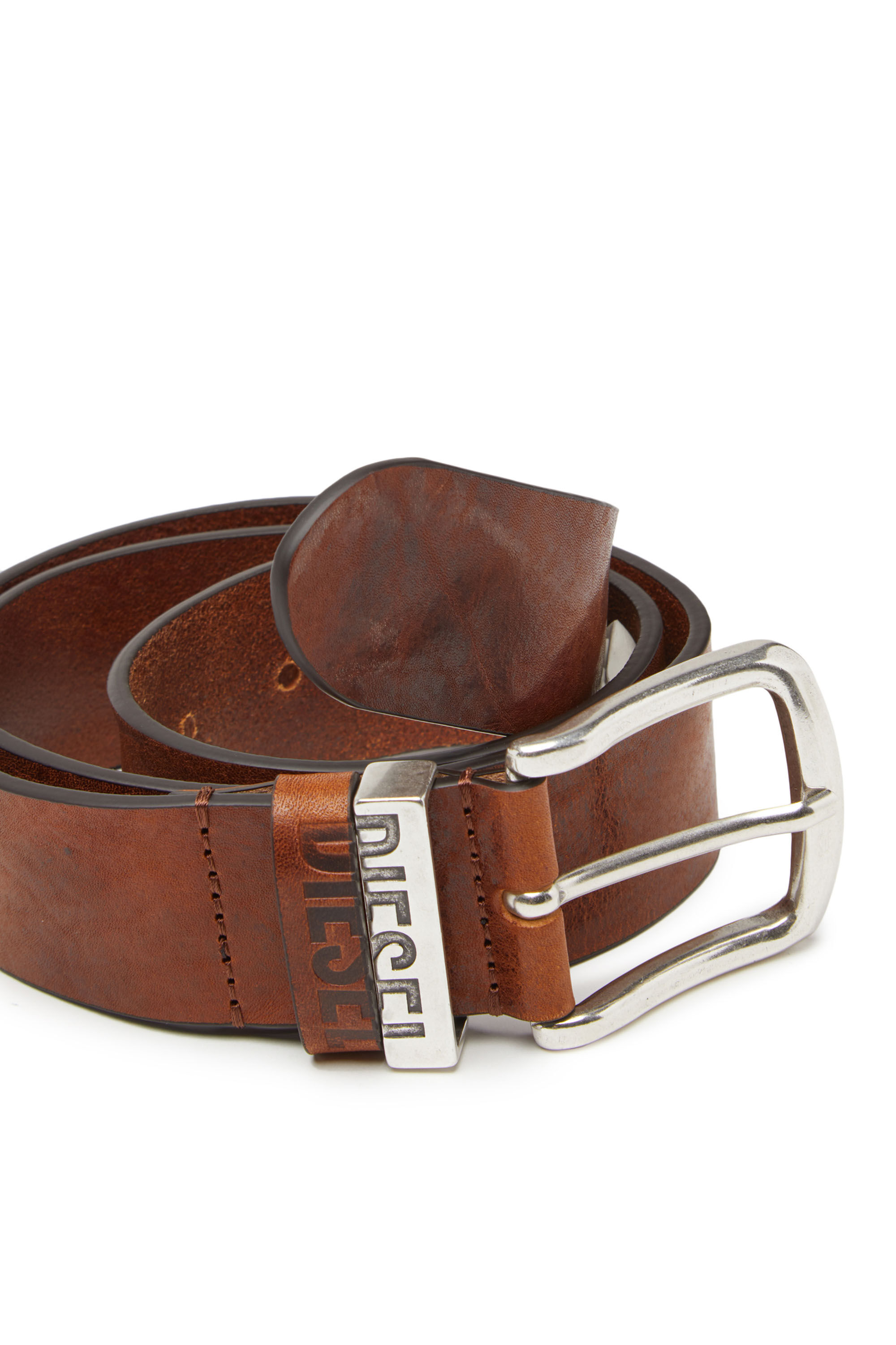 Diesel - B-VISIBLE, Man Belt with contrast loops in Brown - Image 3