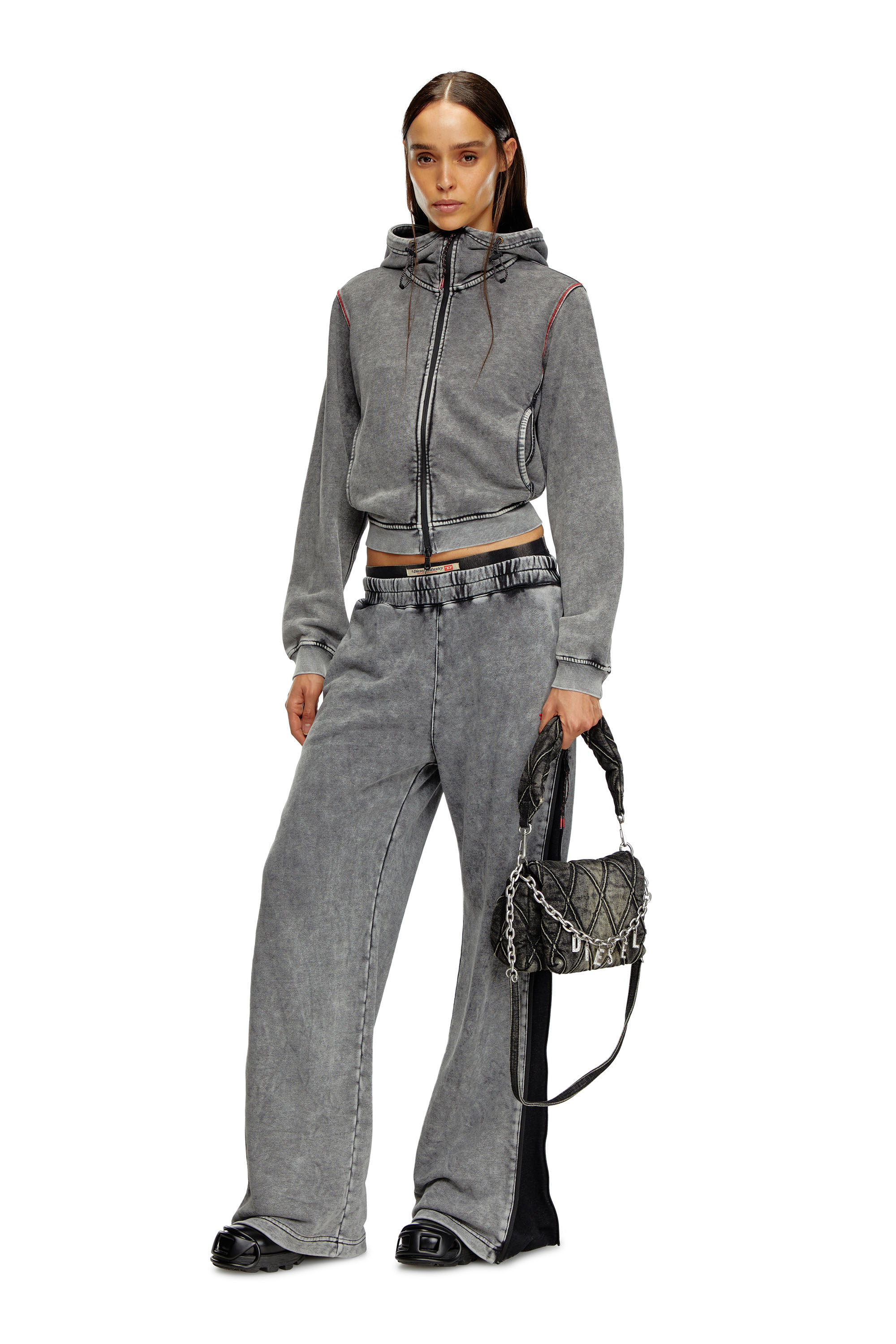 Diesel - AWSB-DELANEY-HT51, Woman Faded track pants with zip sides in Grey - Image 2