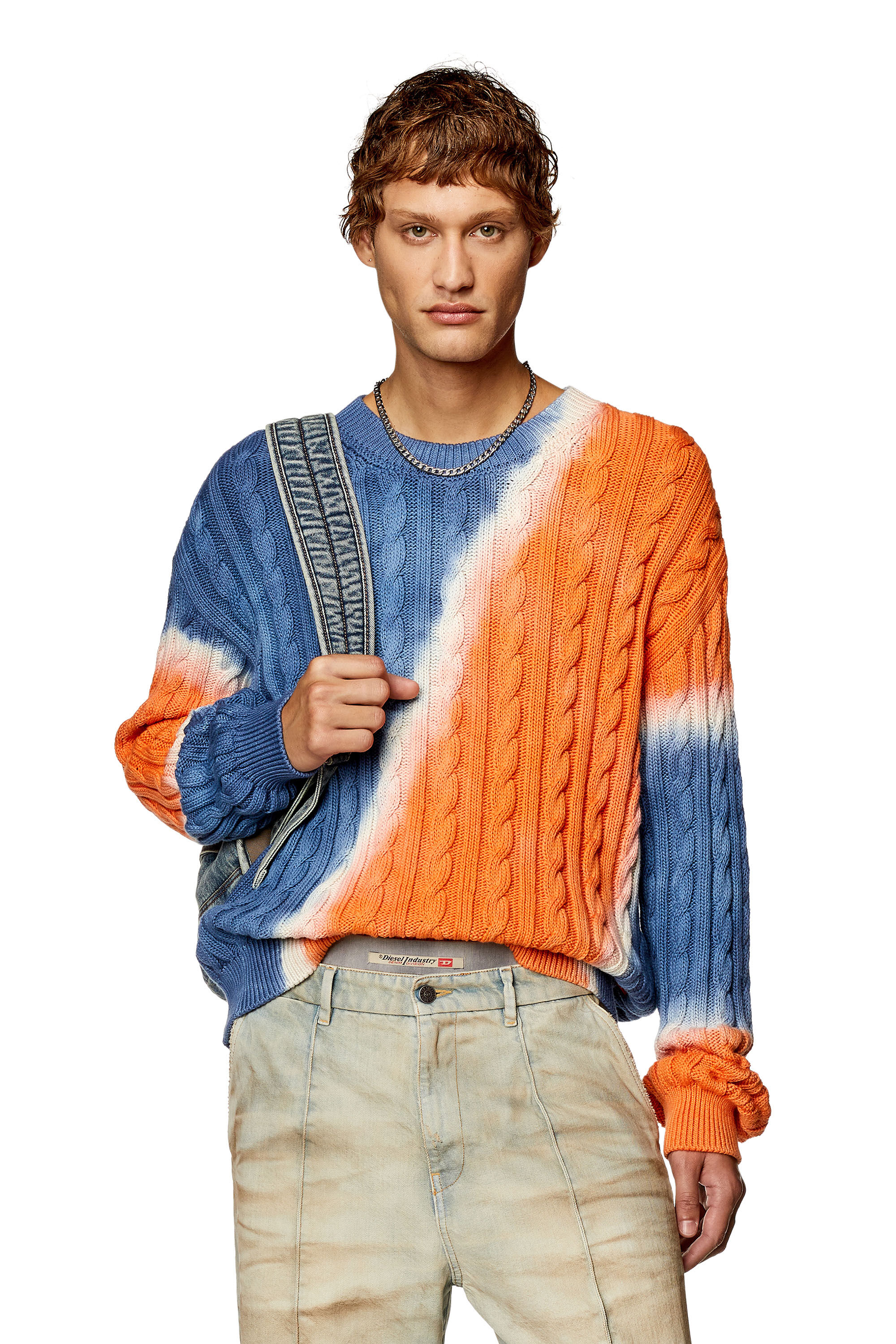 Diesel - K-JANCI, Man Tie-dye jumper in cable-knit cotton in Multicolor - Image 3