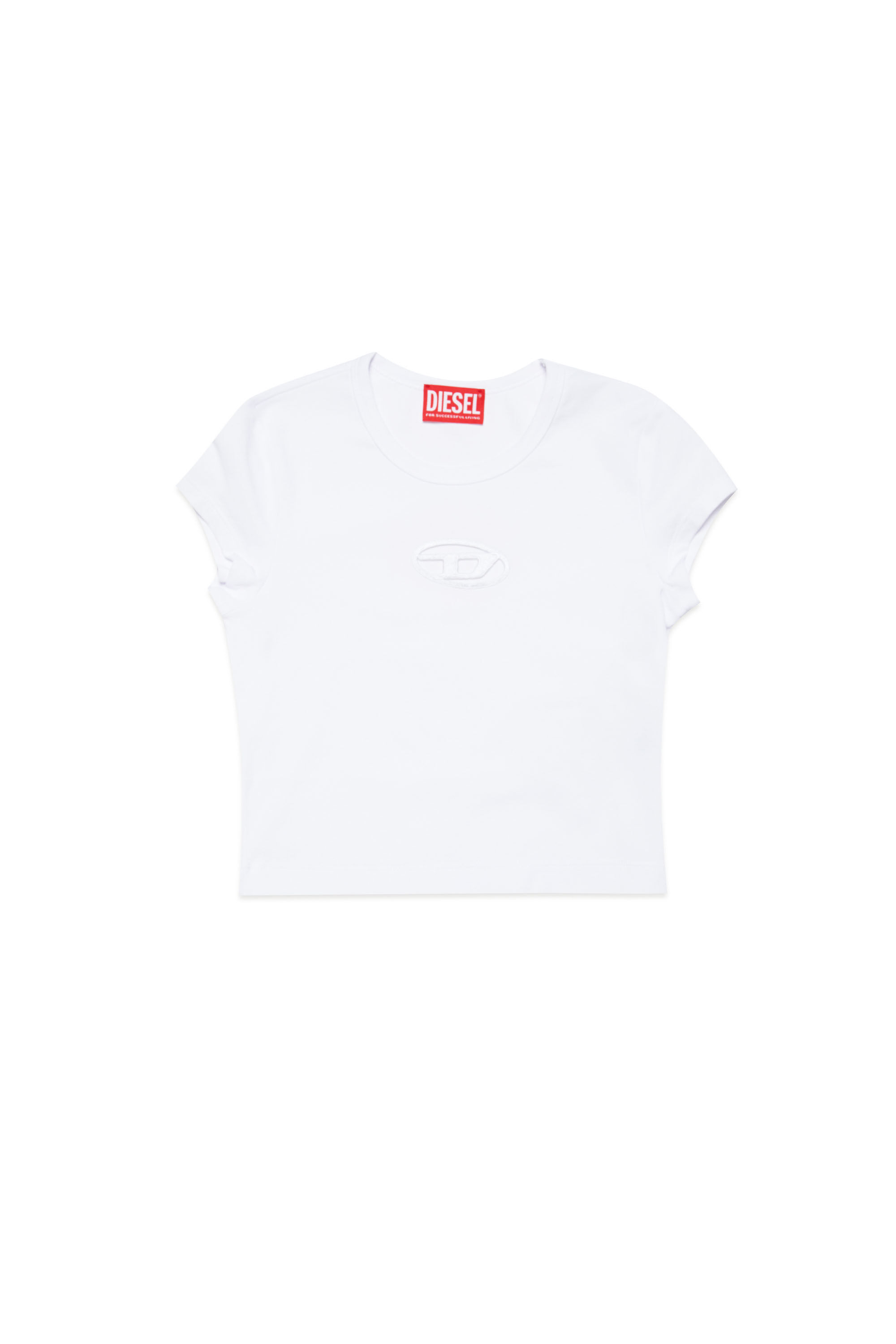 Diesel - TANGIE, Woman's T-shirt with cut-out Oval D logo in White - 1