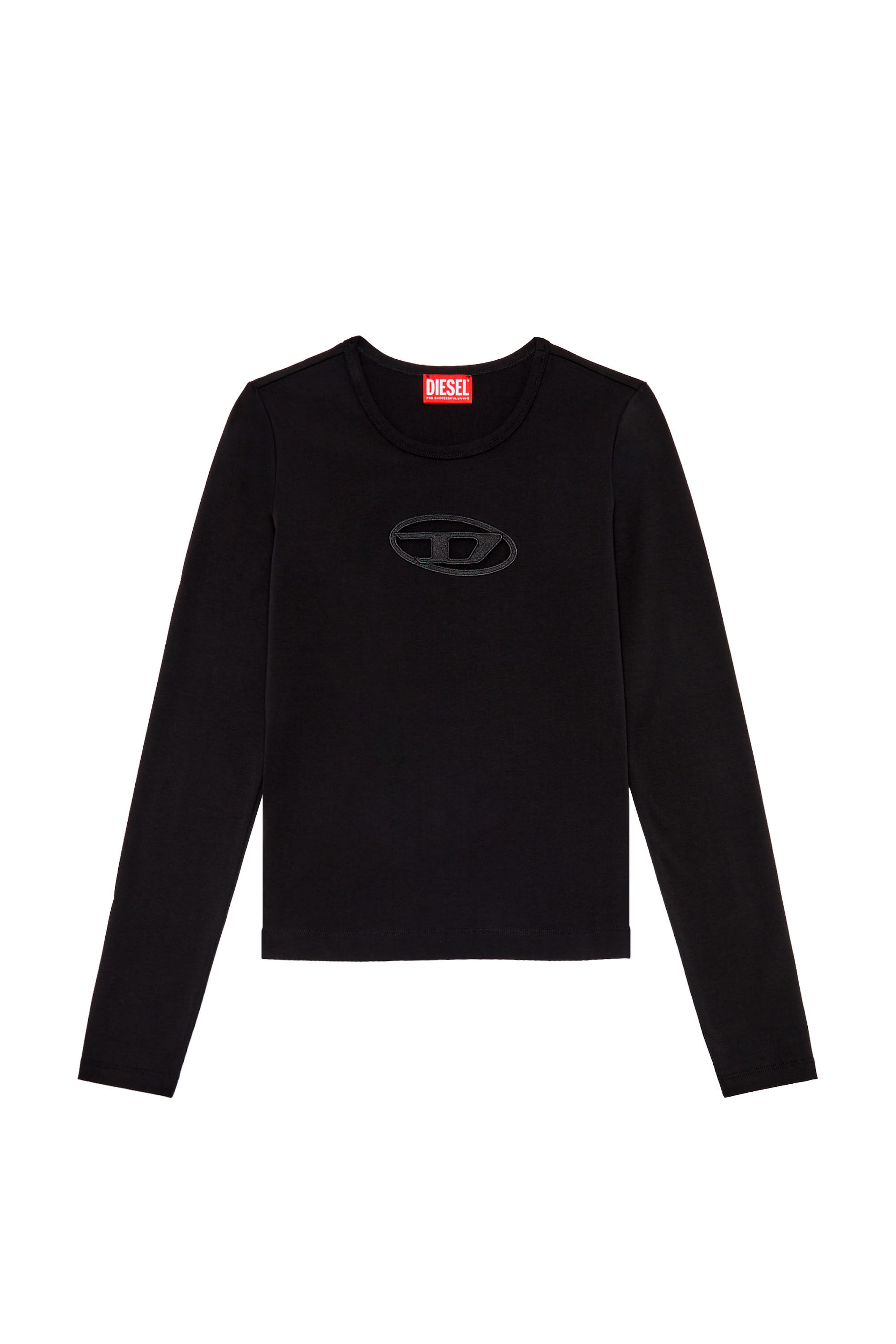 Diesel - T-ANGIE-LS, Woman's Long-sleeve T-shirt with cut-out logo in Black - 2