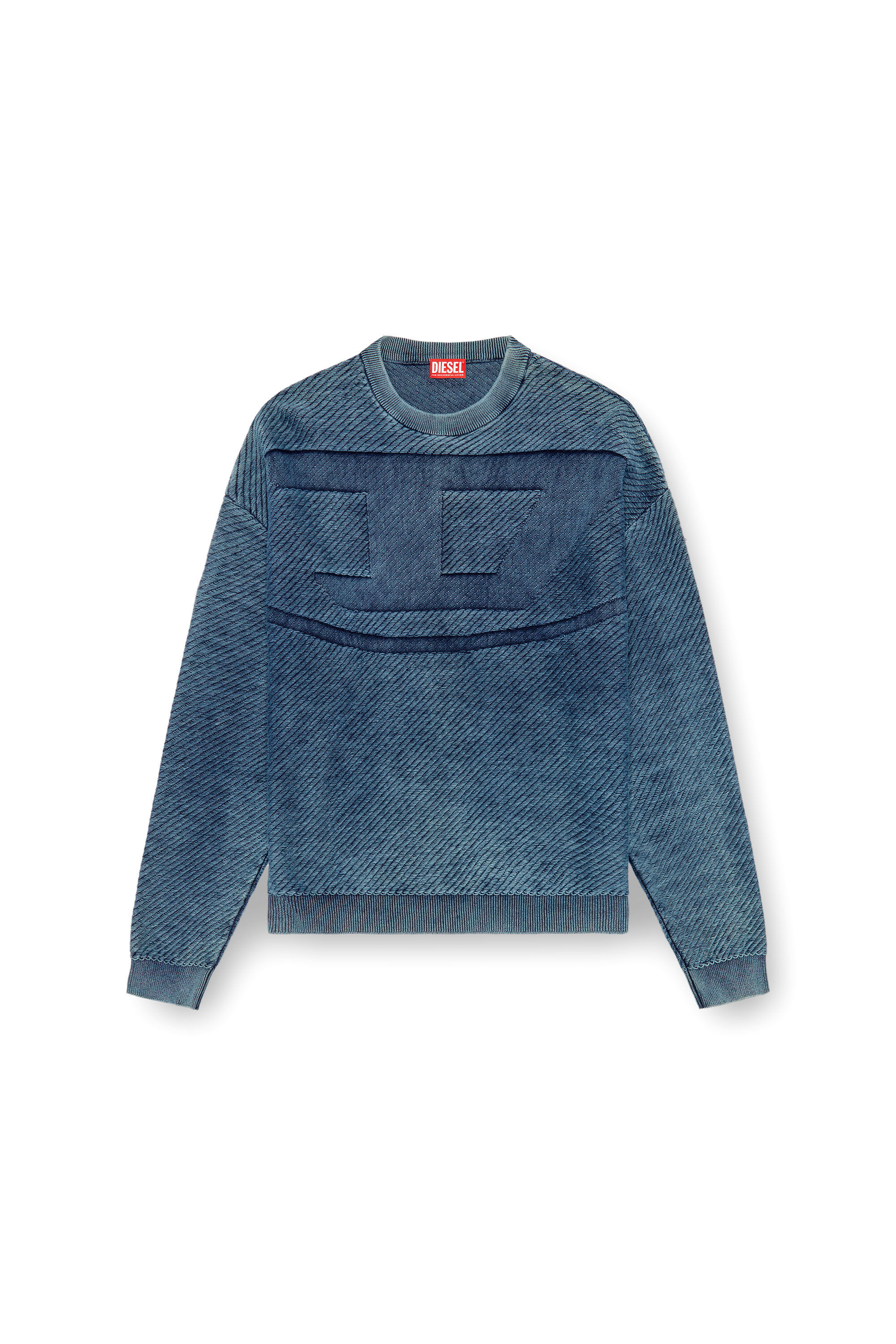 Diesel - K-KLEVERY, Man's Denim-effect jumper in cotton in Blue - 2