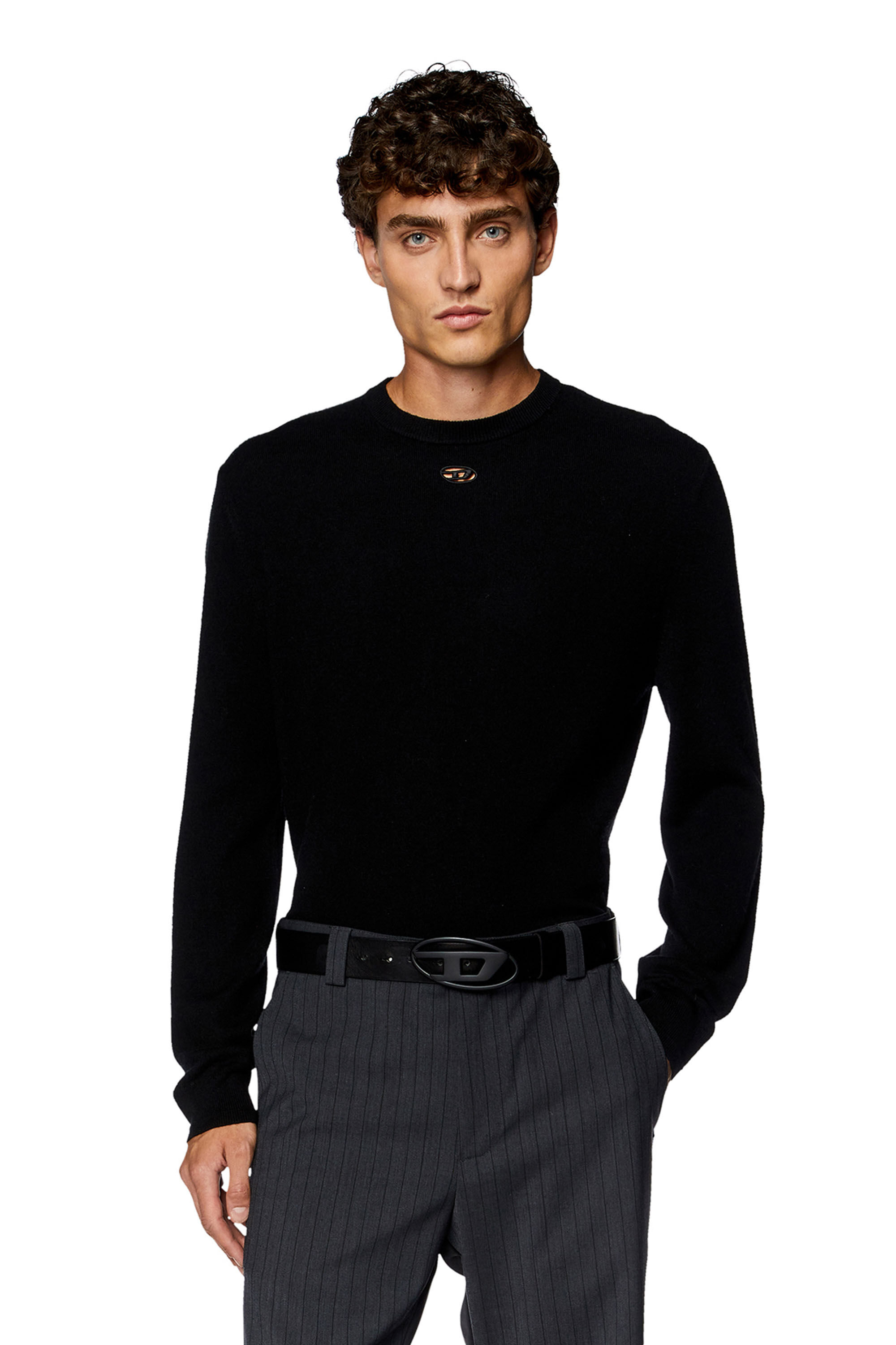 Diesel - K-VIERI, Man's Wool and cashmere jumper in Black - 3