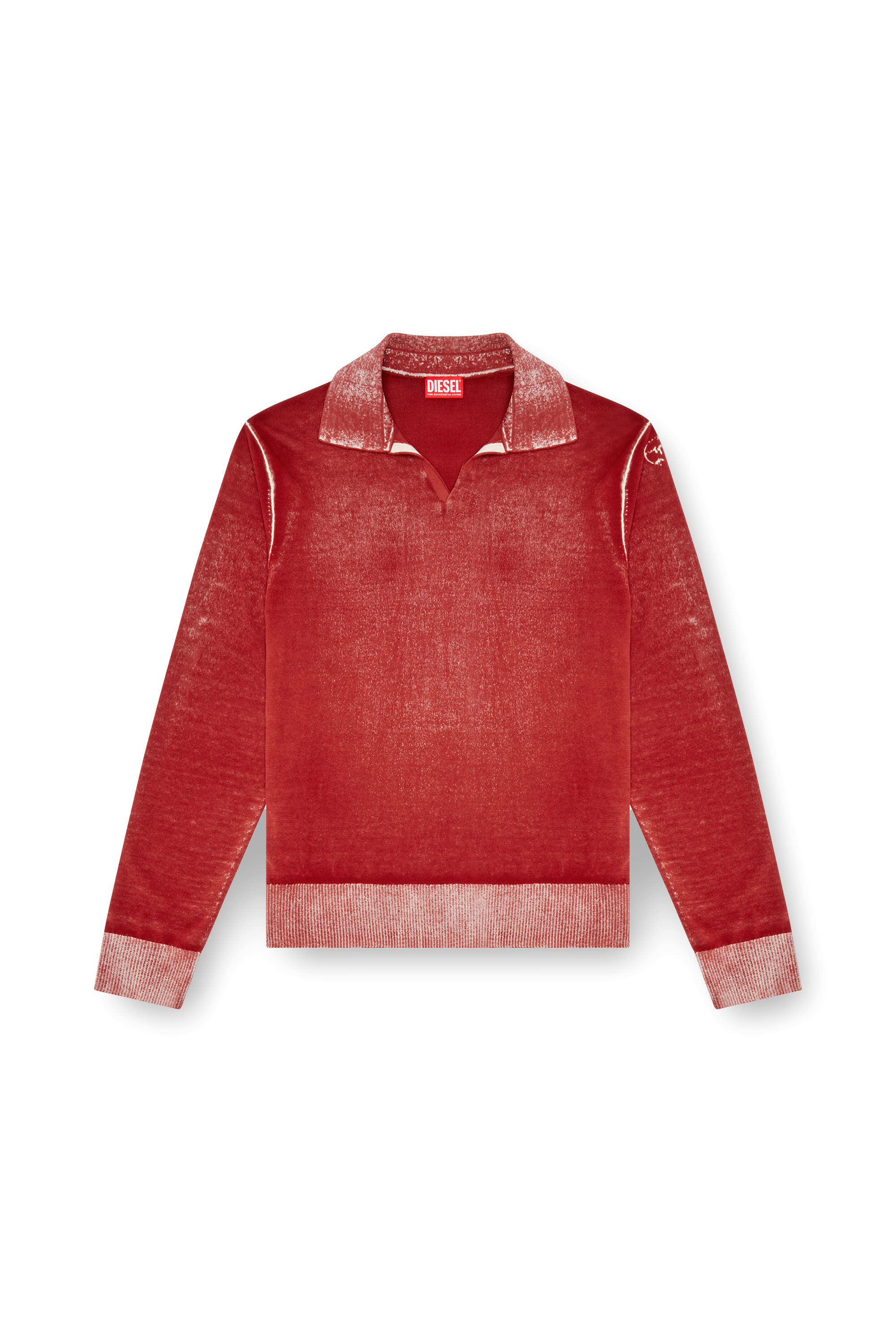 Diesel - K-LORENZO, Man's Reverse-print polo jumper in Red - 2