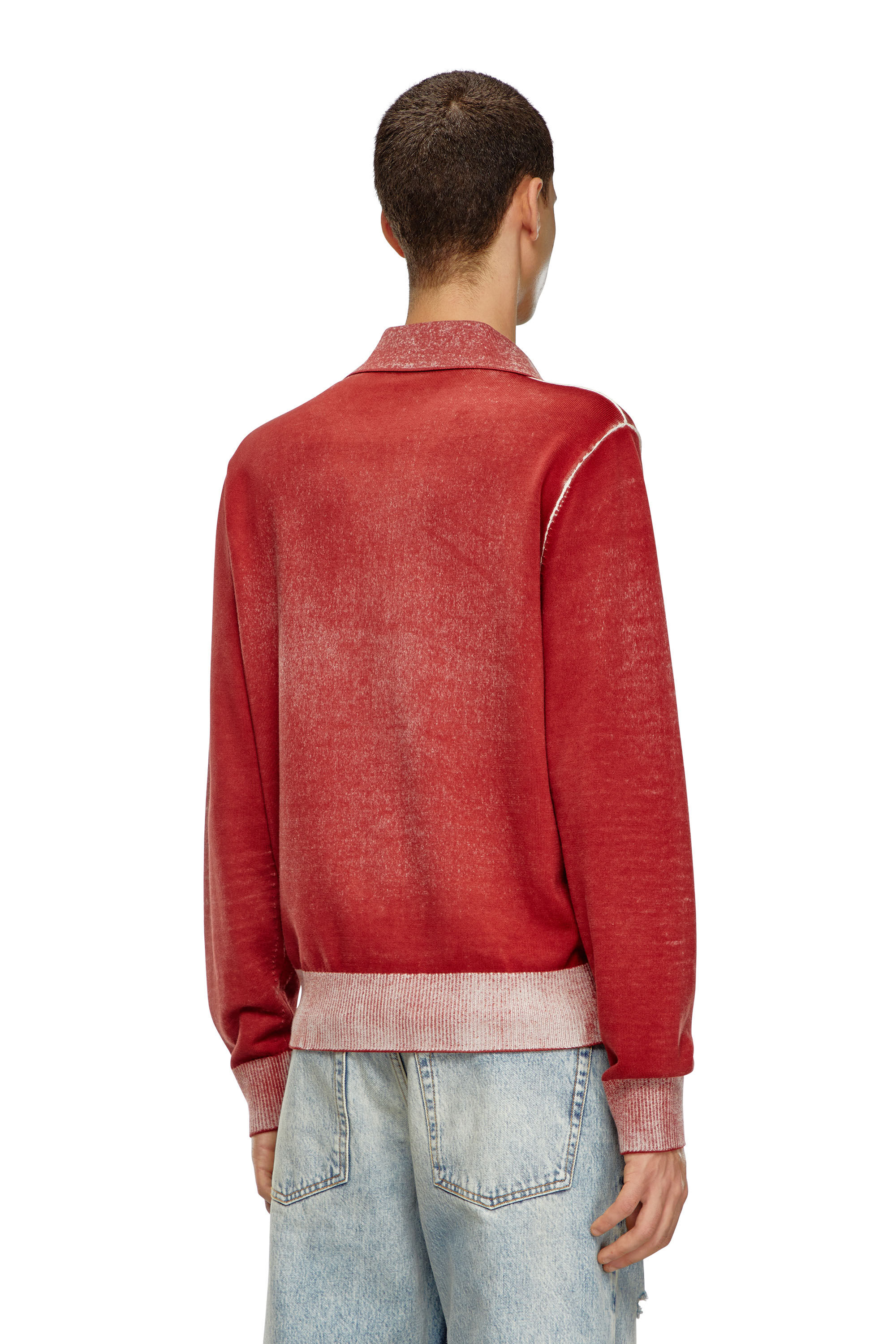 Diesel - K-LORENZO, Man's Reverse-print polo jumper in Red - 4