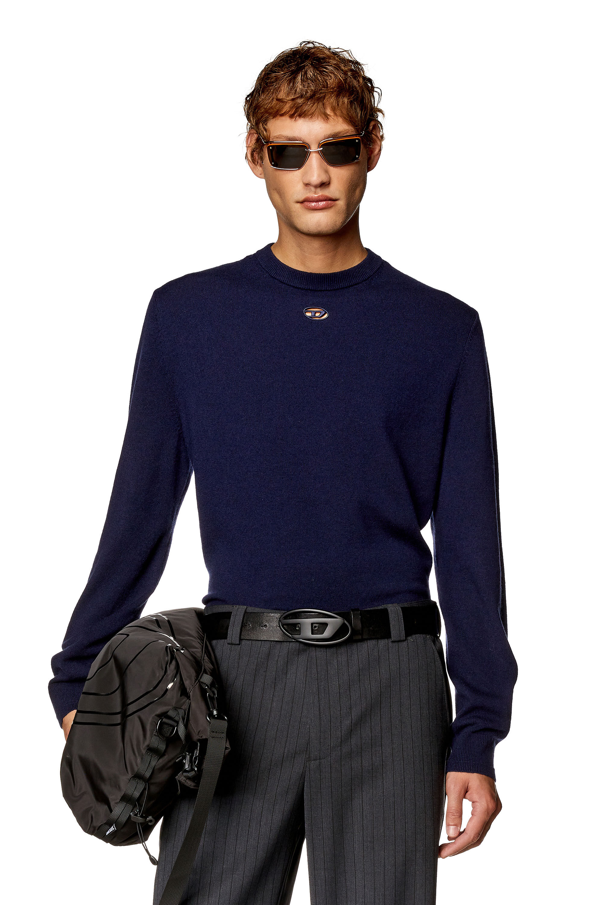 Diesel - K-VIERI, Man's Wool and cashmere jumper in Dark Blue - 3