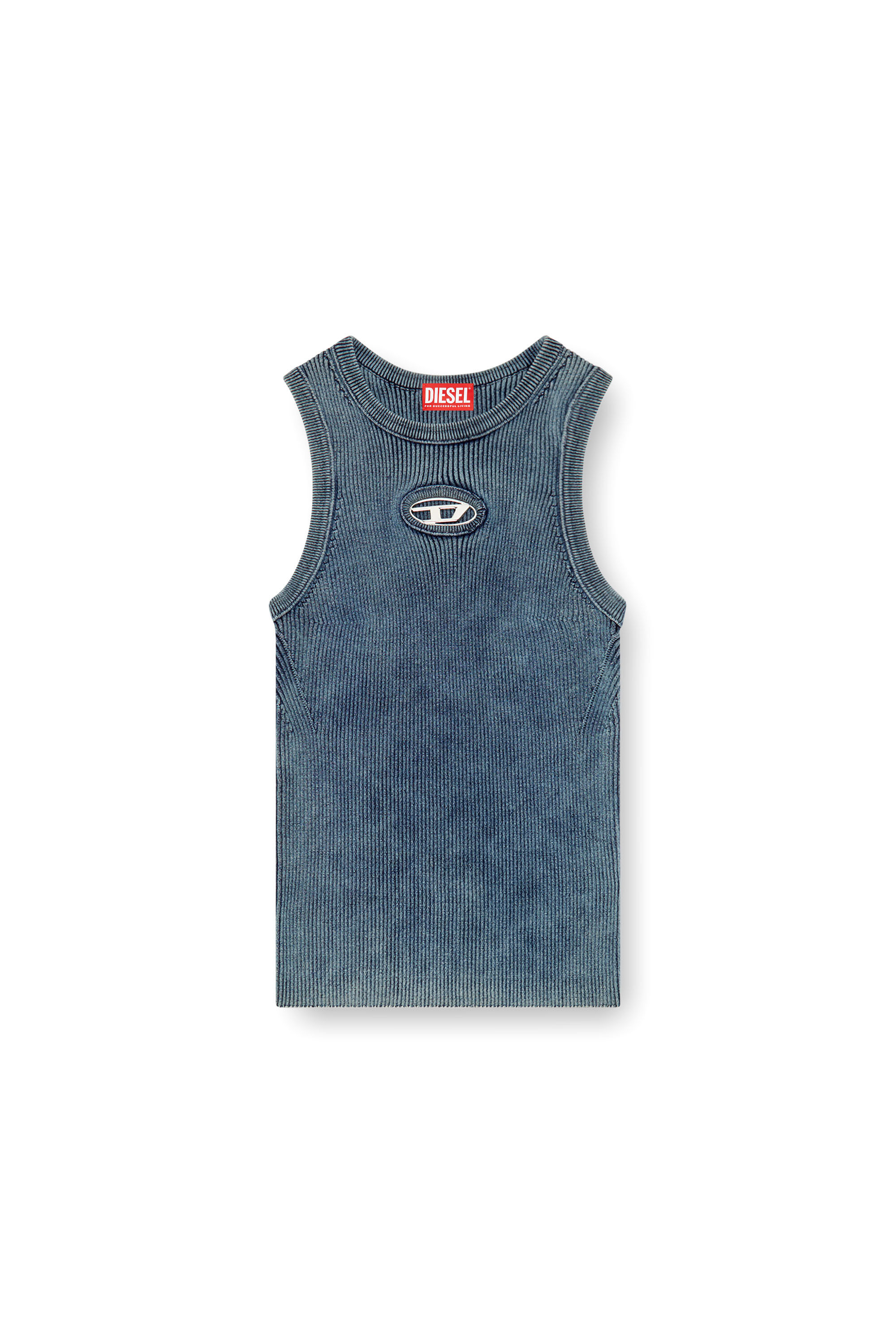 Diesel - M-ANCHOR-A-SL, Woman Rib-knit tank top with Oval D in Blue - Image 2