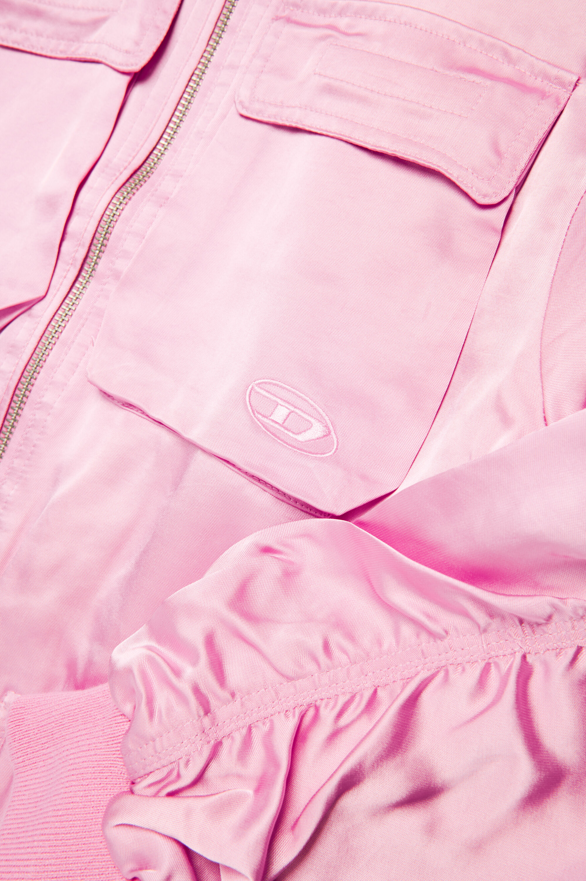 Diesel - JGKHLO, Woman Satin bomber jacket with cargo pockets in Pink - Image 4