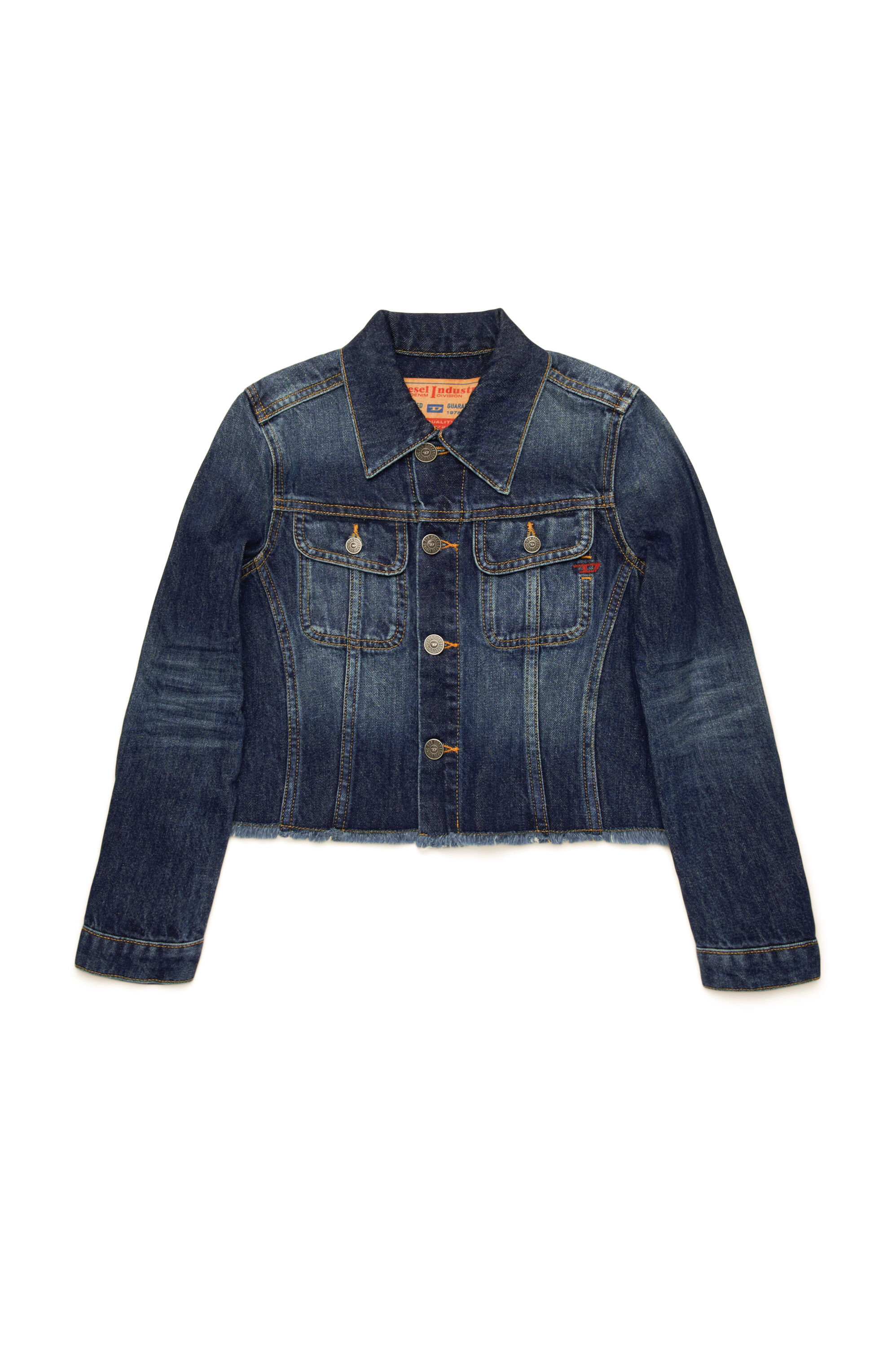 Diesel - JEBONNY-S, Woman Trucker jacket with frayed hem in Blue - Image 1