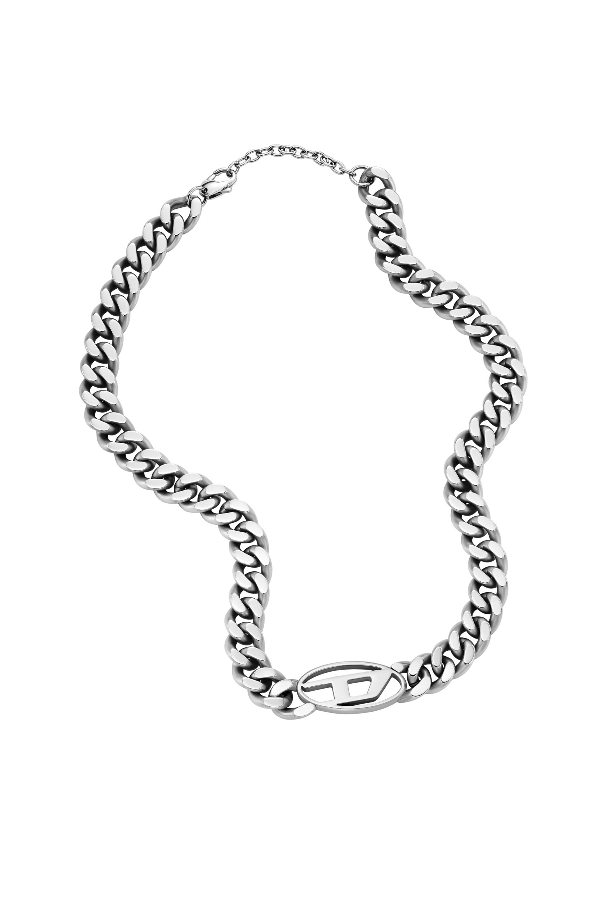 Diesel - DX1433, Unisex Oval D Logo Choker Necklace in Silver - Image 2