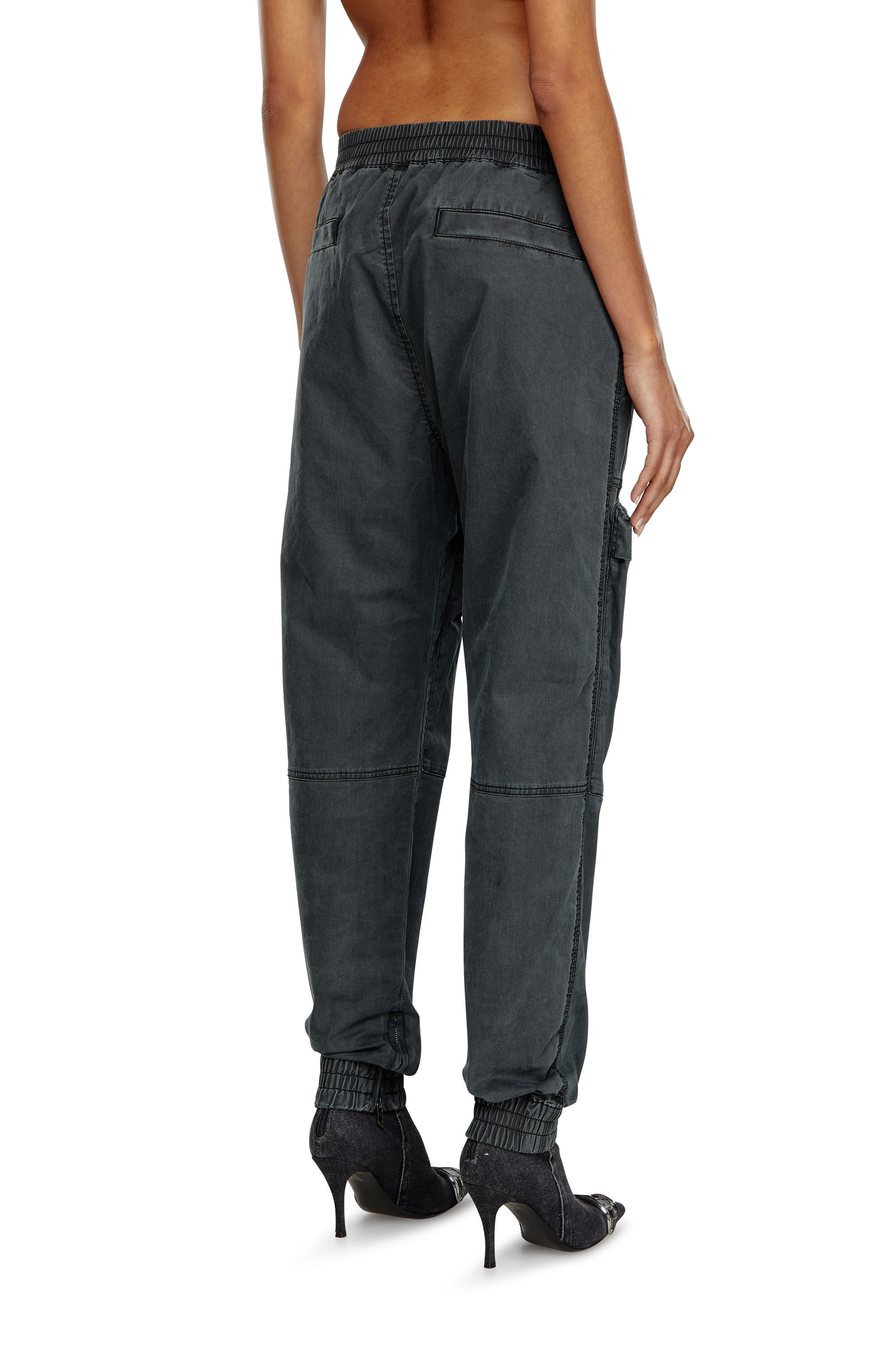 Diesel - P-RIDE, Woman's Cargo track pants in micro-twill in Black - 4