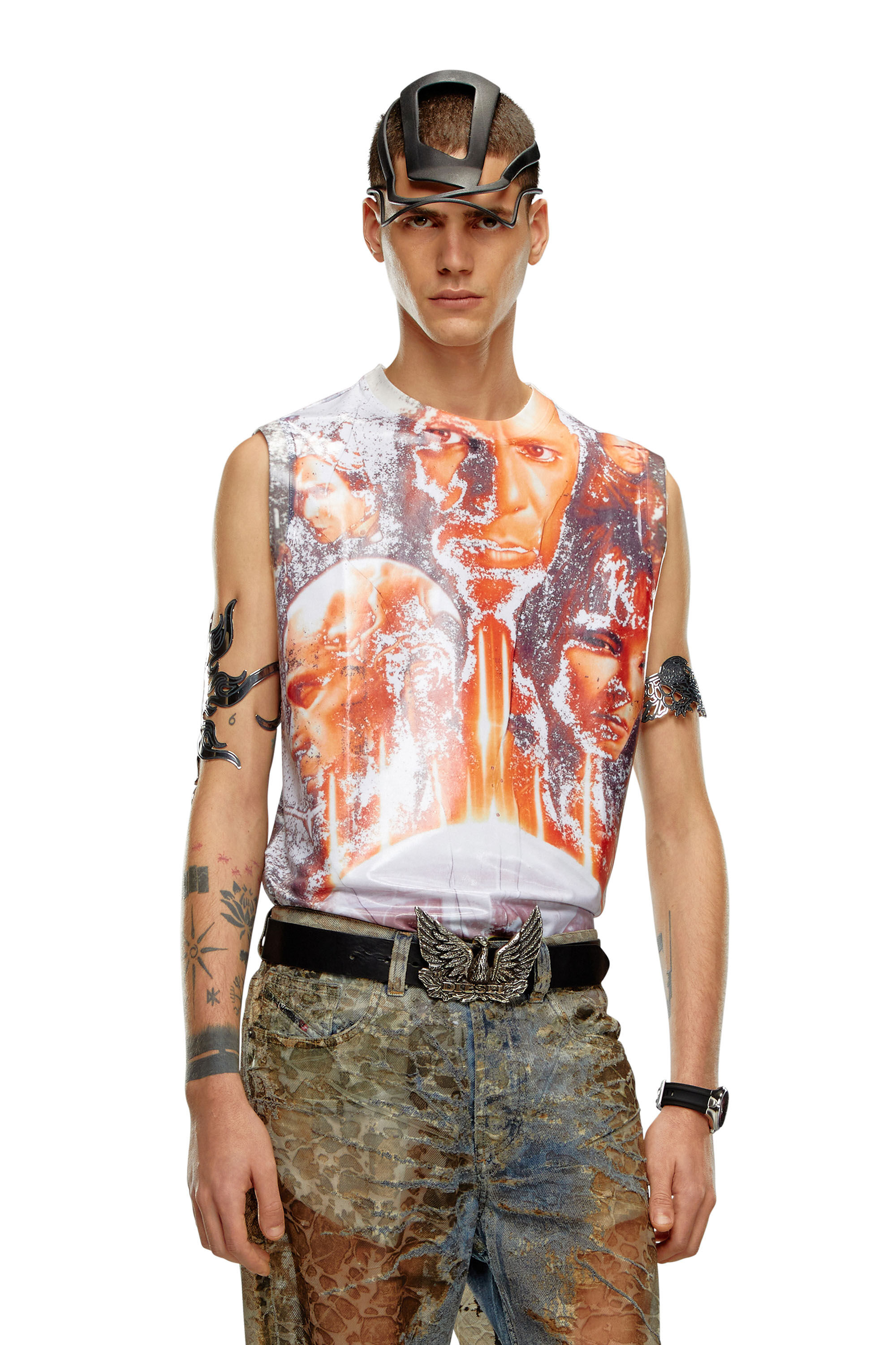 Diesel - T-BIRCO-P6, Man Shiny tank top with Diesel film print in Multicolor - Image 3