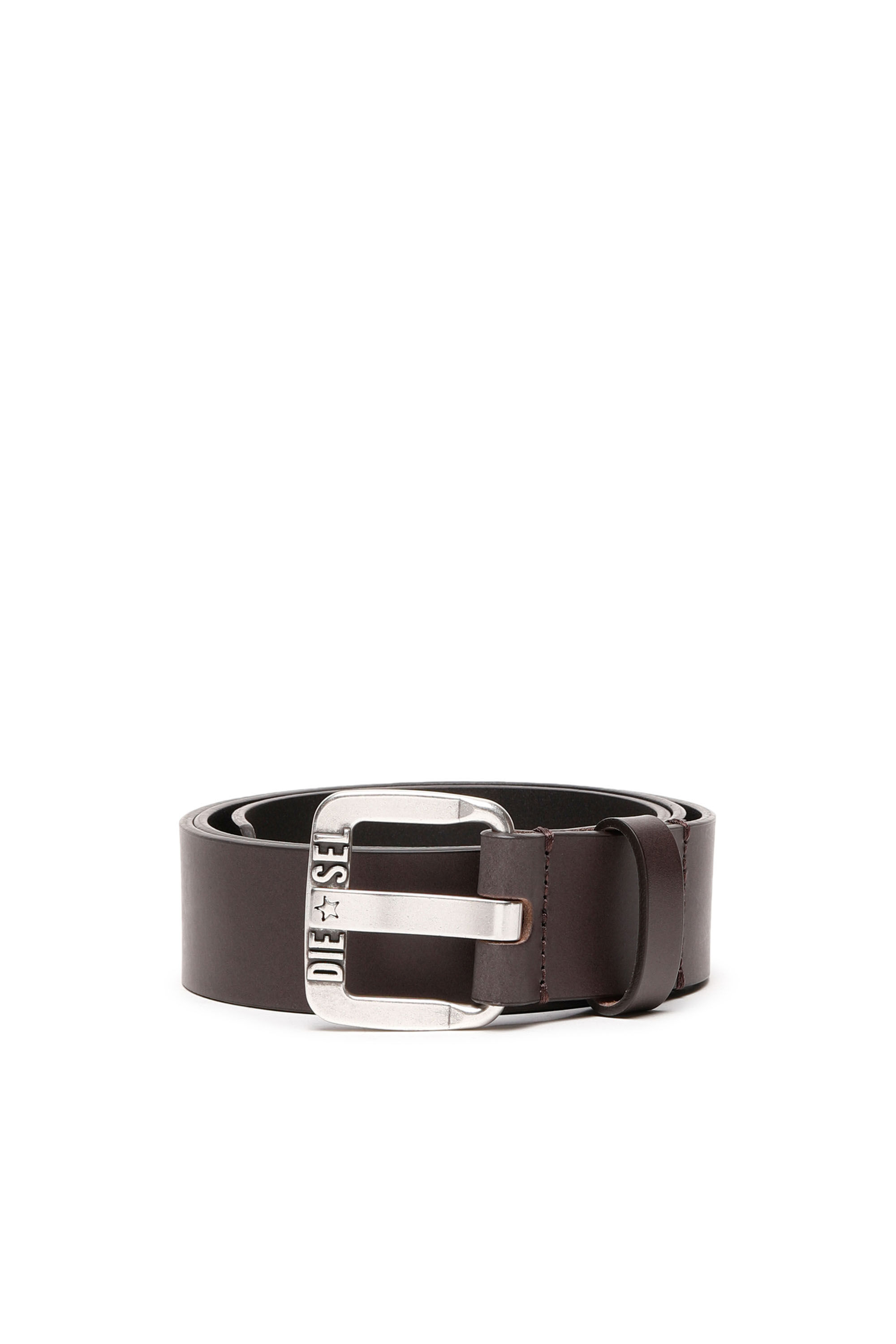 Diesel - B-STAR II, Man Leather belt with metal star logo buckle in Brown - Image 1