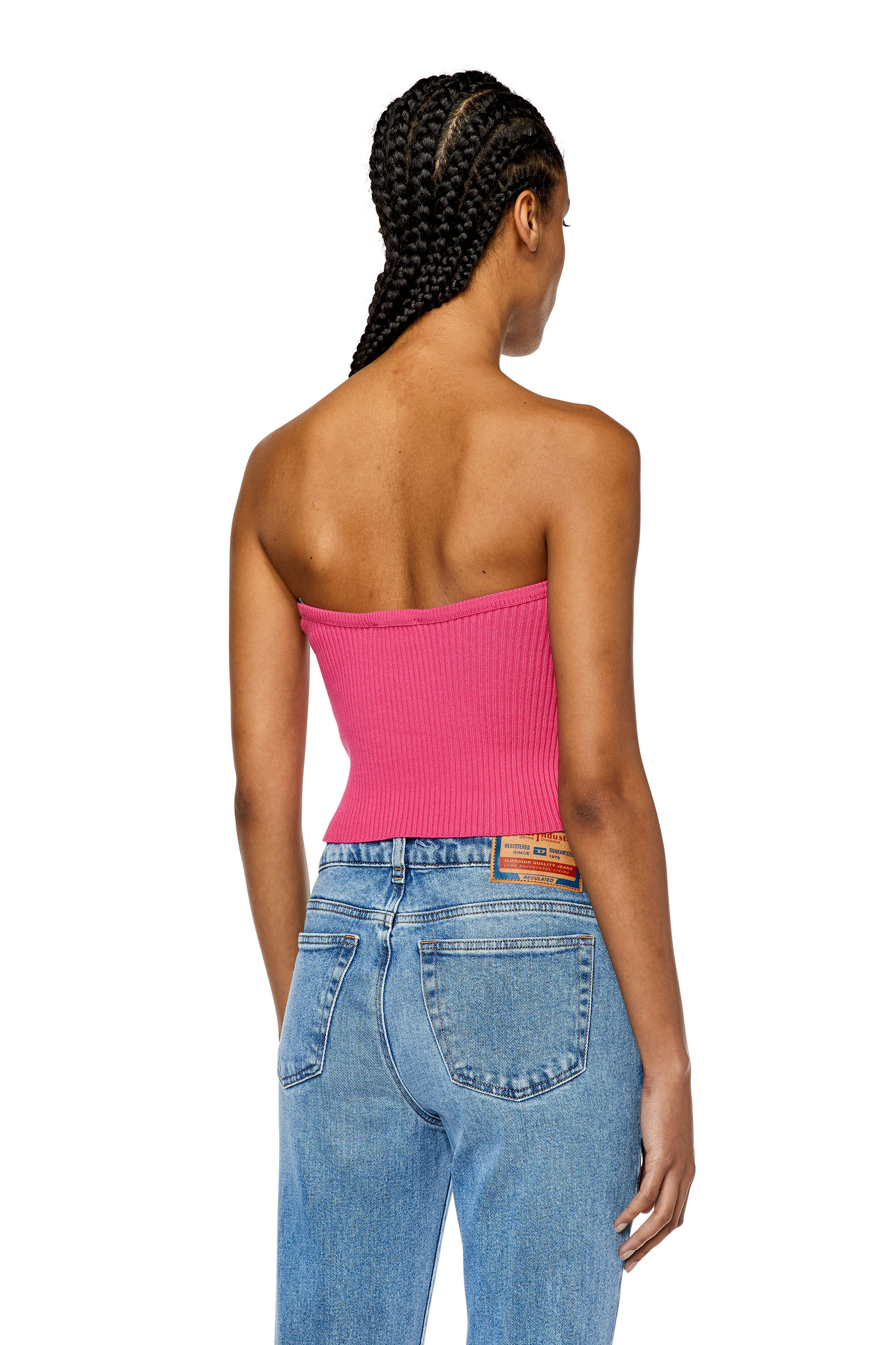 Diesel - M-CLARKSVILLE-B, Woman's Bandeau top with oval D plaque in Hot pink - 4