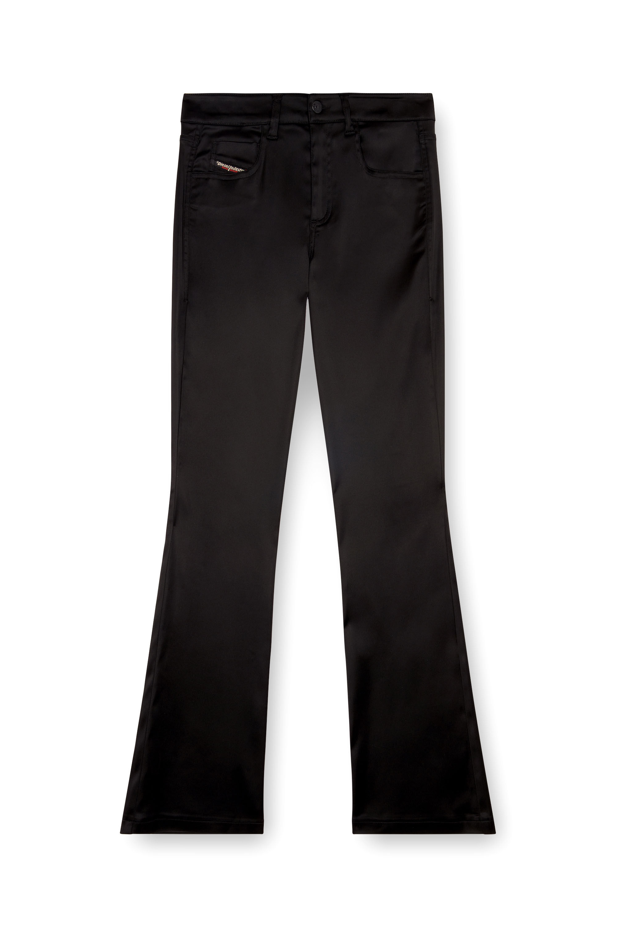 Diesel - P-EBBEY, Woman's 5-pocket pants in stretch satin in Black - 2