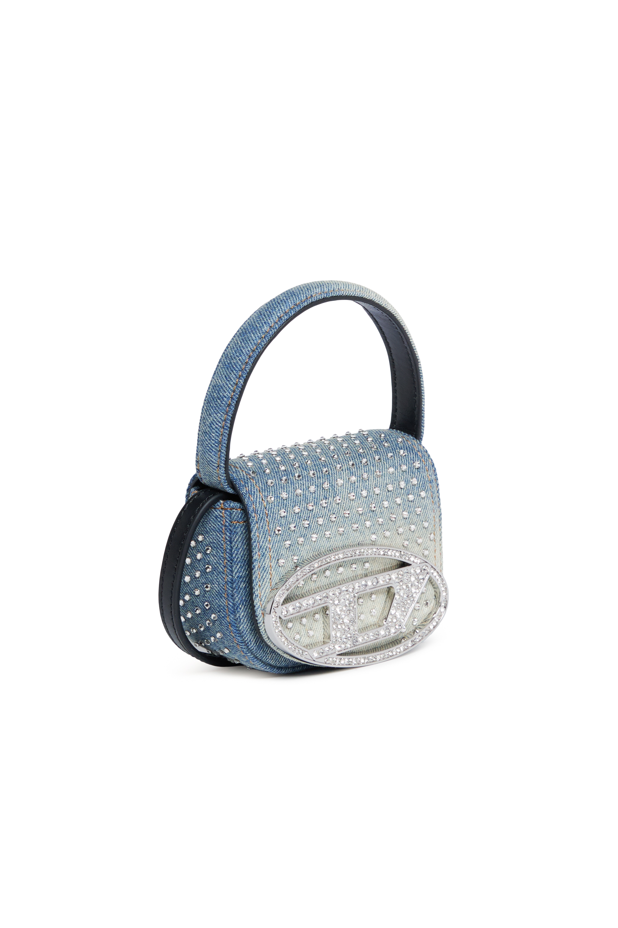 Diesel - 1DR XS, Woman Iconic mini bag in denim and crystals in Blue - Image 3