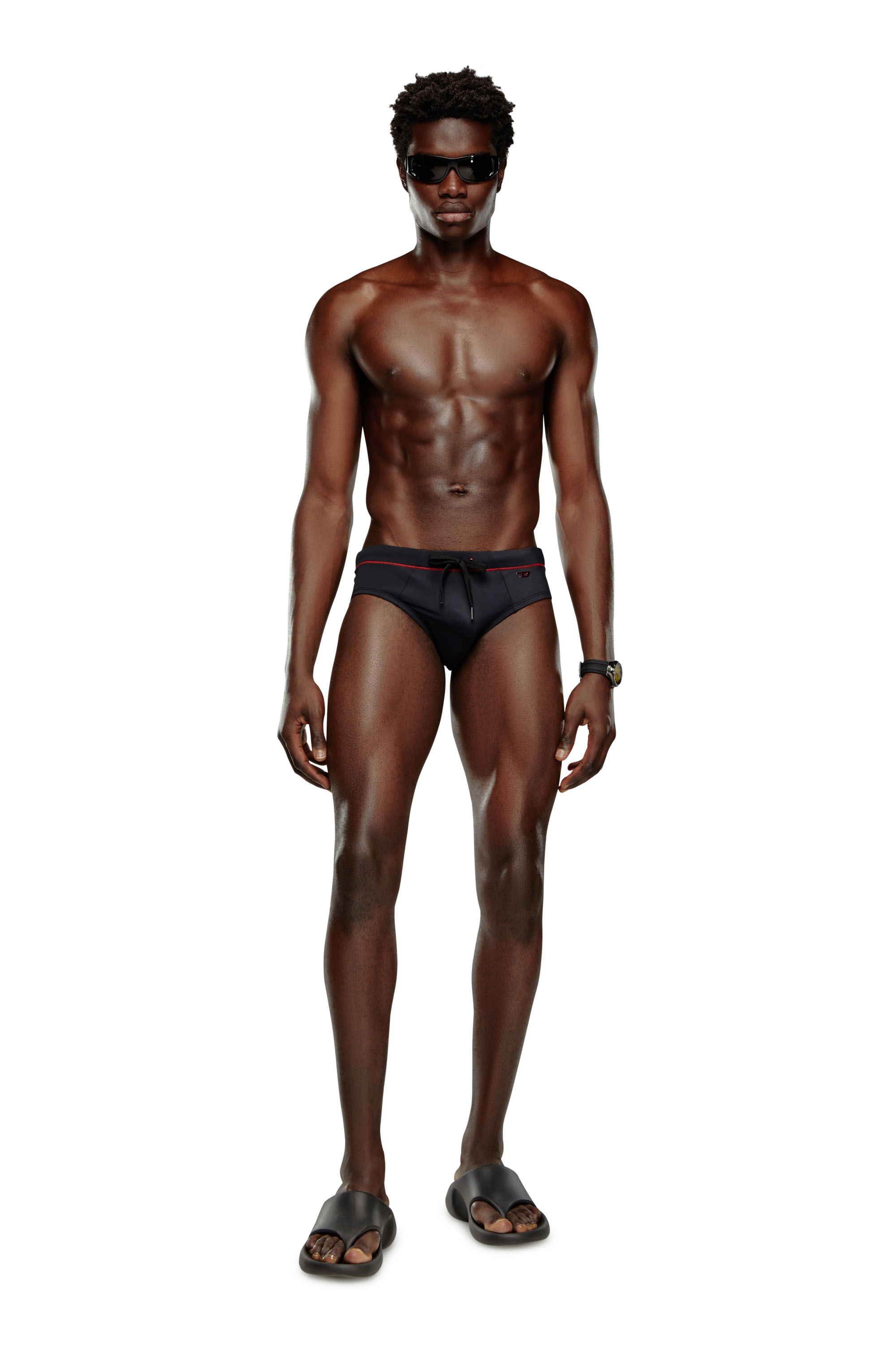 Diesel - BMBR-ALFIE, Man Swim briefs with D logo in Black - Image 1