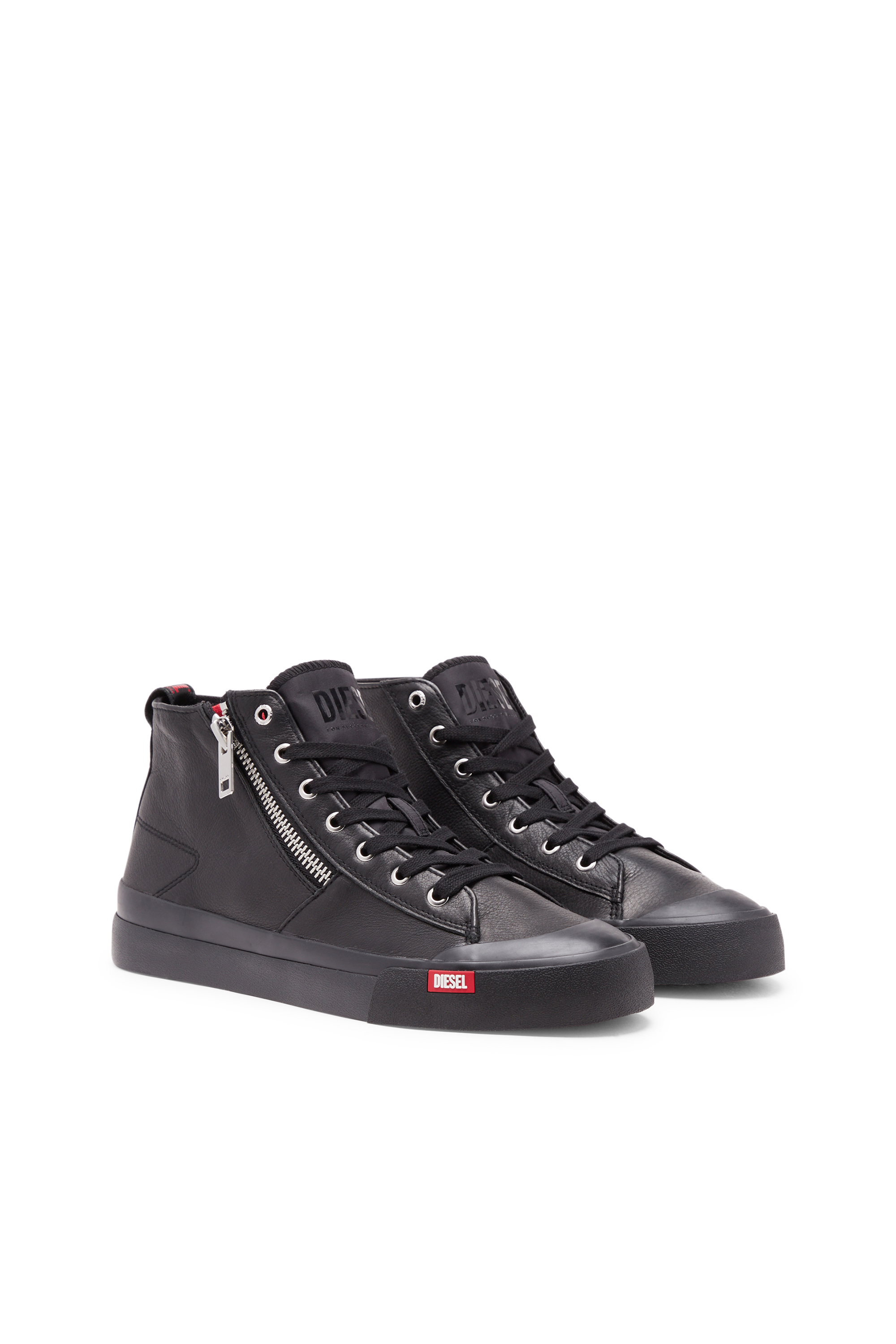 Diesel - S-ATHOS ZIP, Man S-Athos Zip-High-top sneakers in premium leather in Black - Image 2