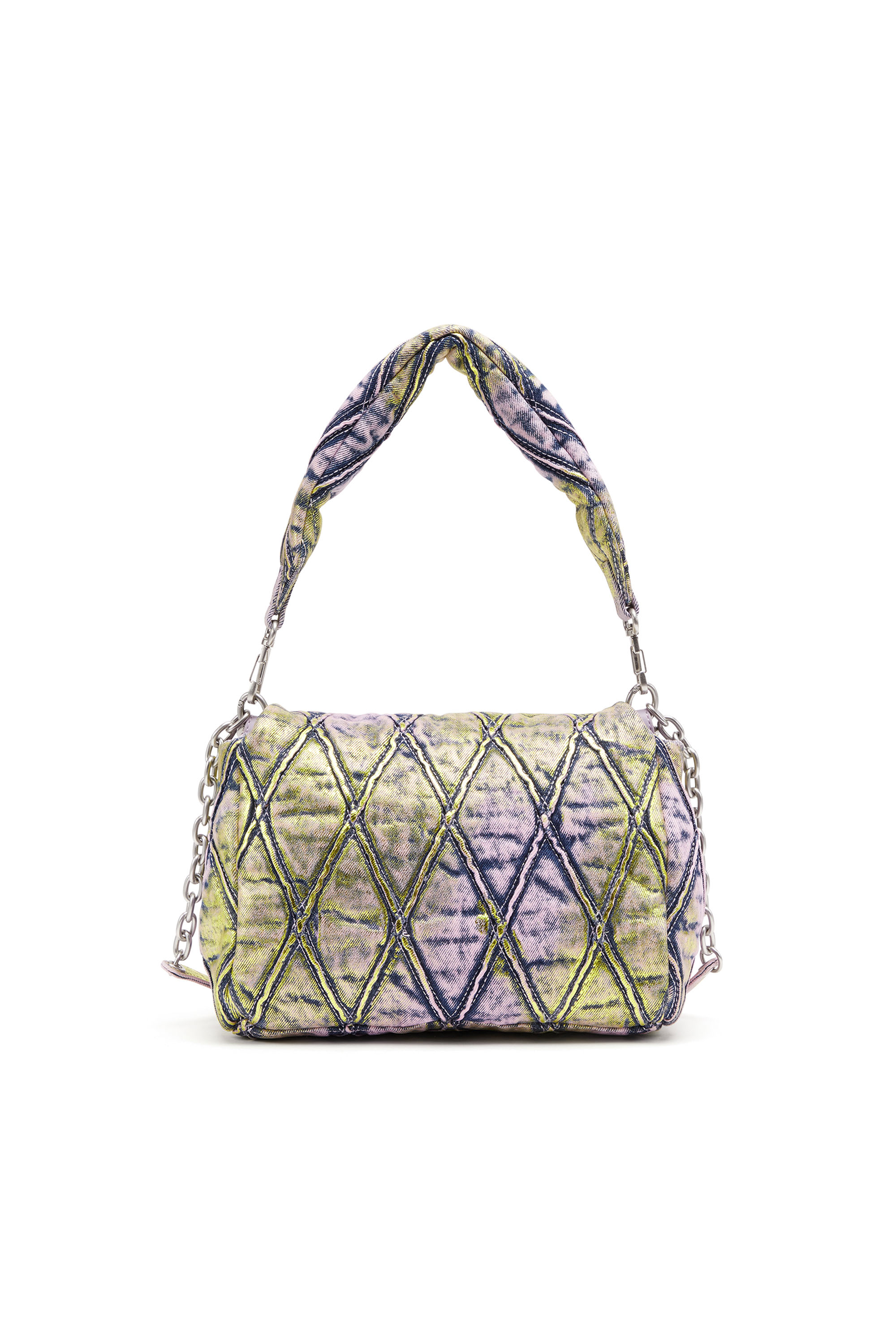 Diesel - CHARM-D SHOULDER M, Woman Charm-D M-Shoulder bag in shimmering quilted denim in Multicolor - Image 2