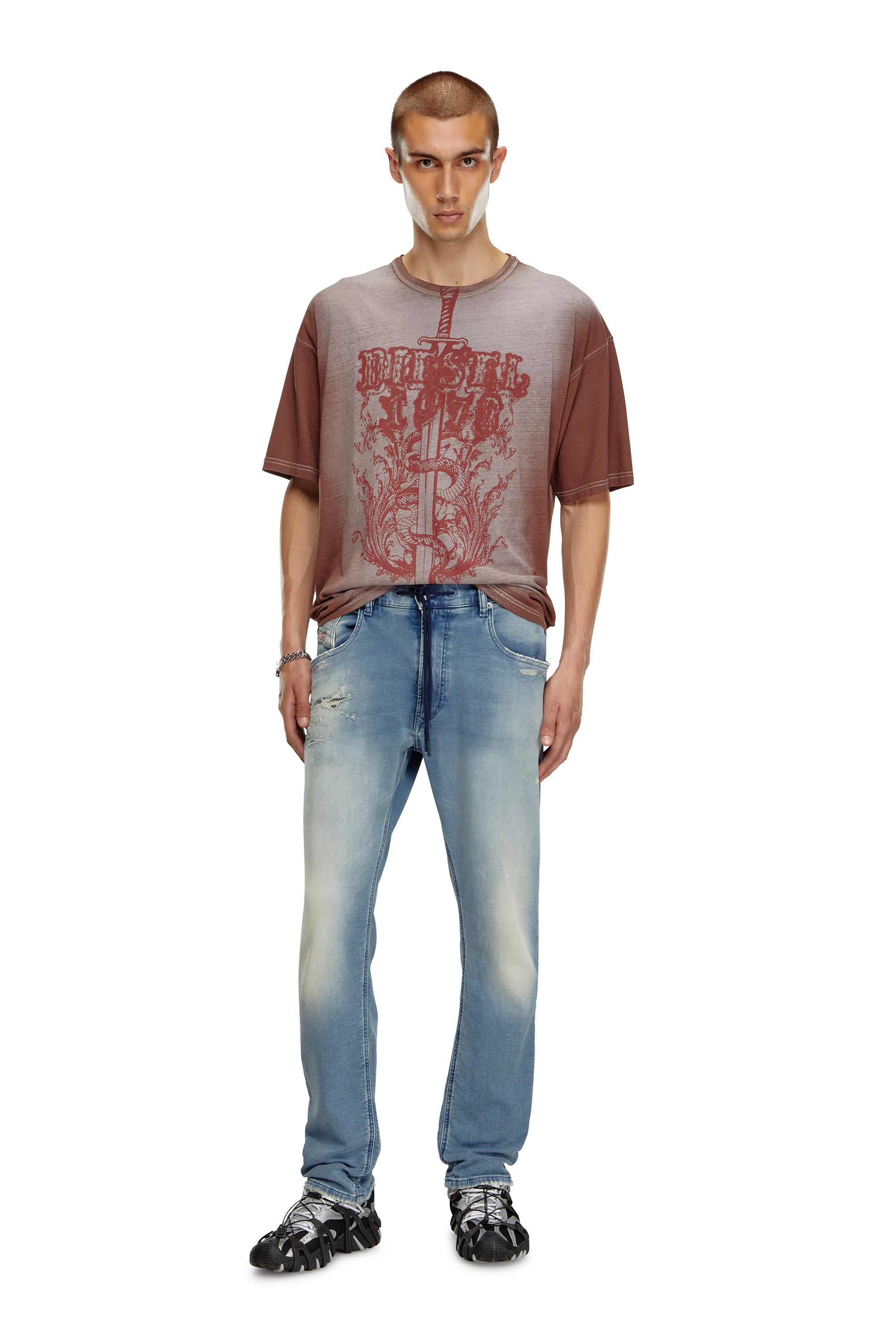 Diesel - Man Tapered 2030 D-Krooley Joggjeans® 068MF, Light Blue - Image 2