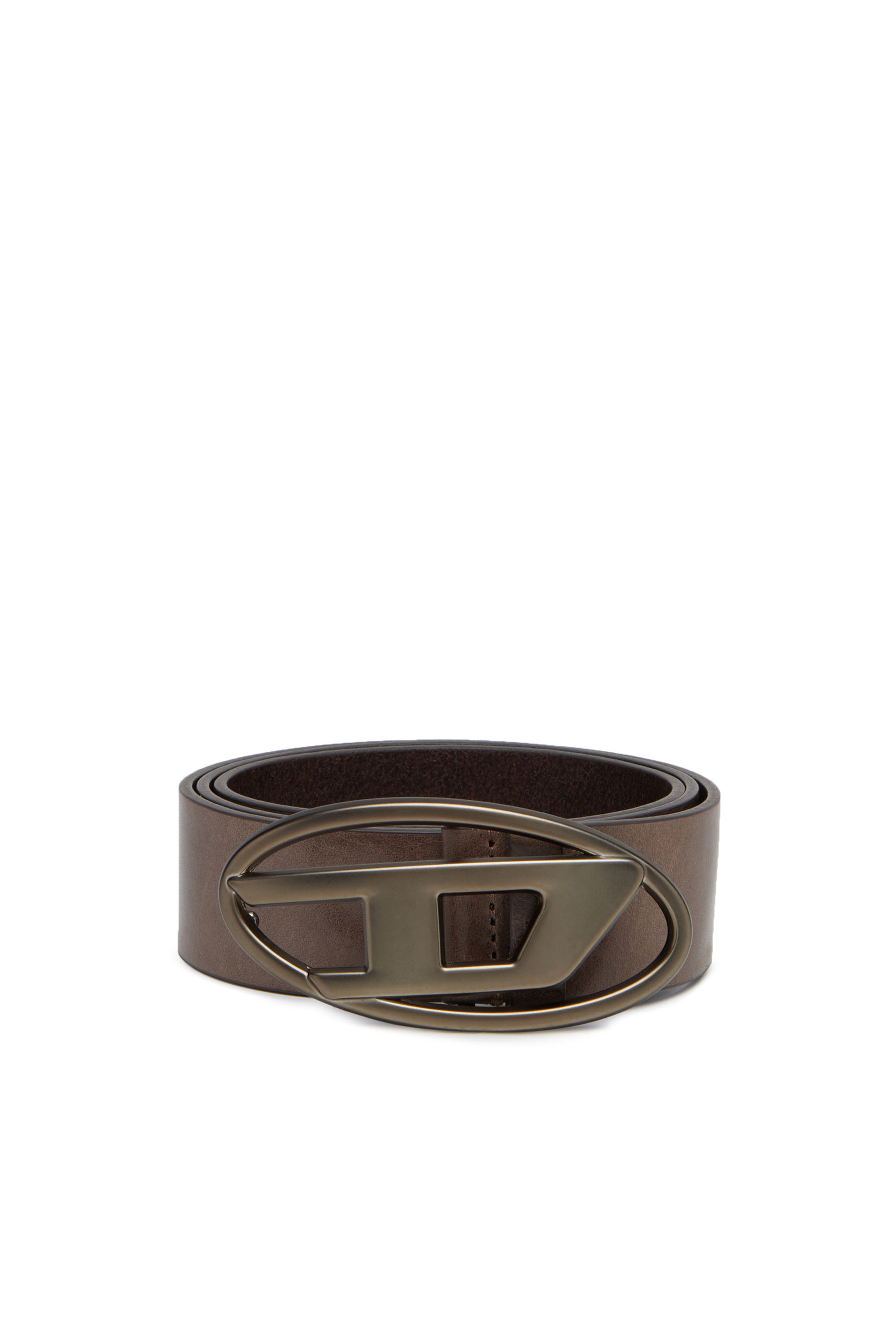 Diesel - B-1DR, Unisex's Leather belt with tonal buckle in Brown - 1